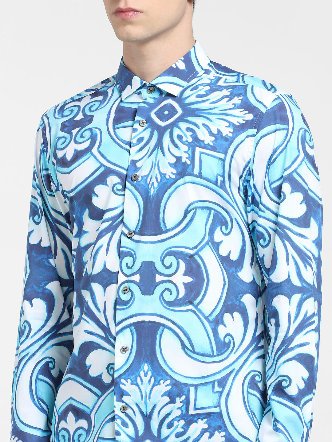Blue Abstract Print Full Sleeves Shirt