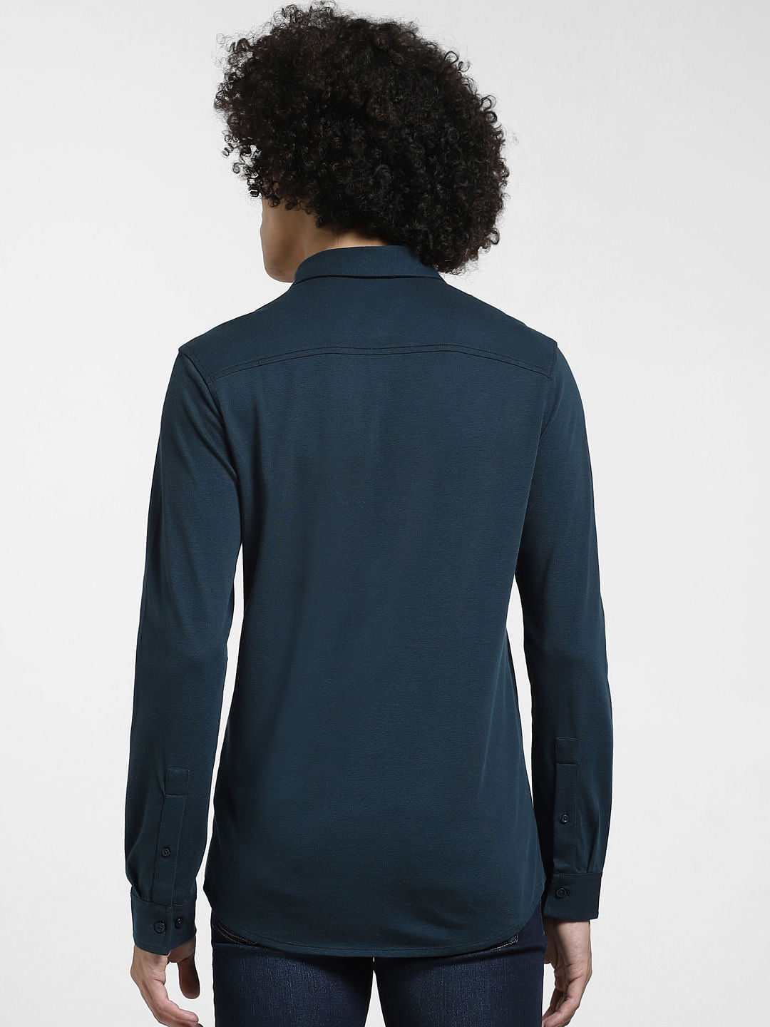 Deep Blue Knit Full Sleeves Shirt
