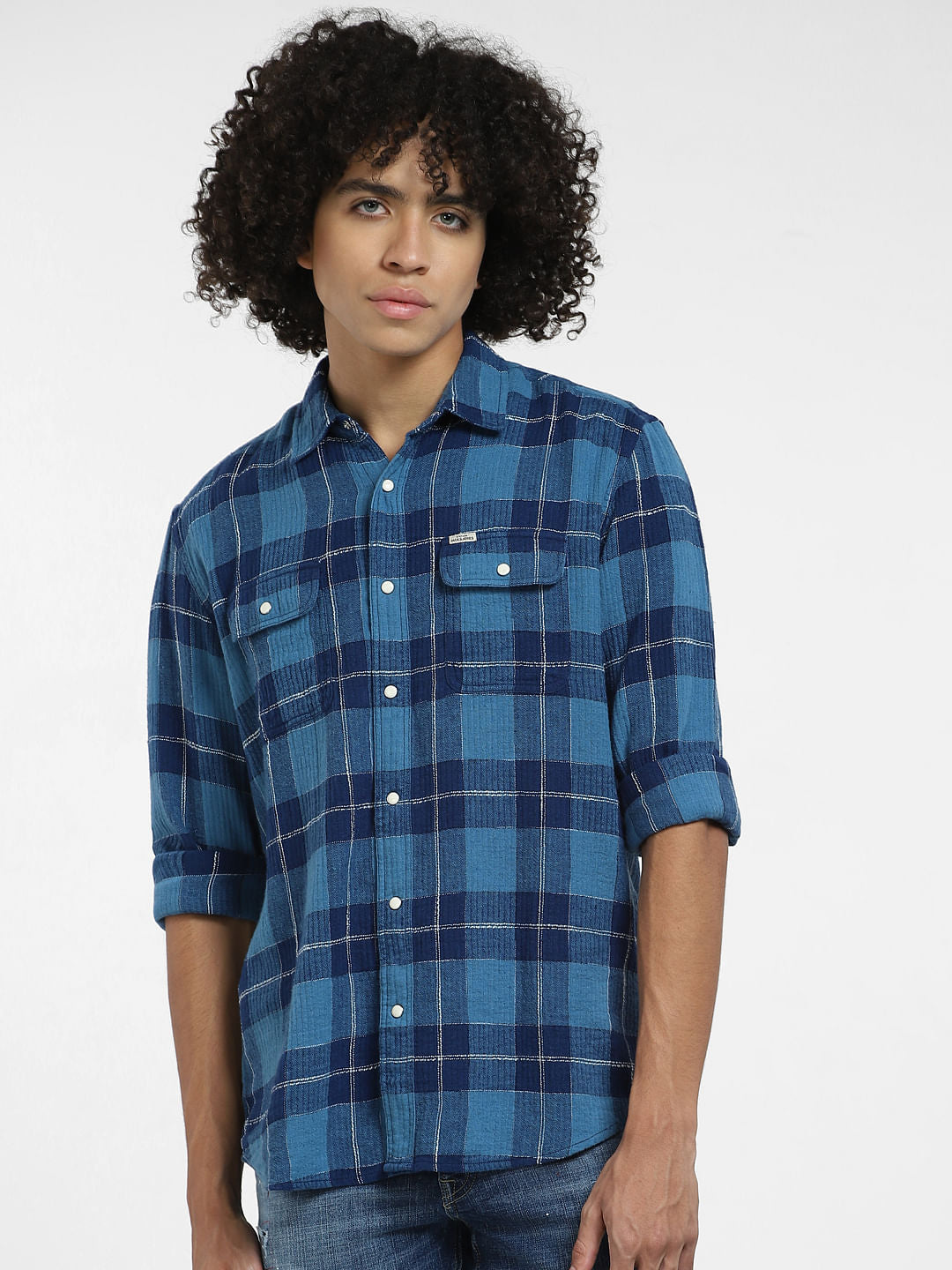 Blue Check Full Sleeves Shirt