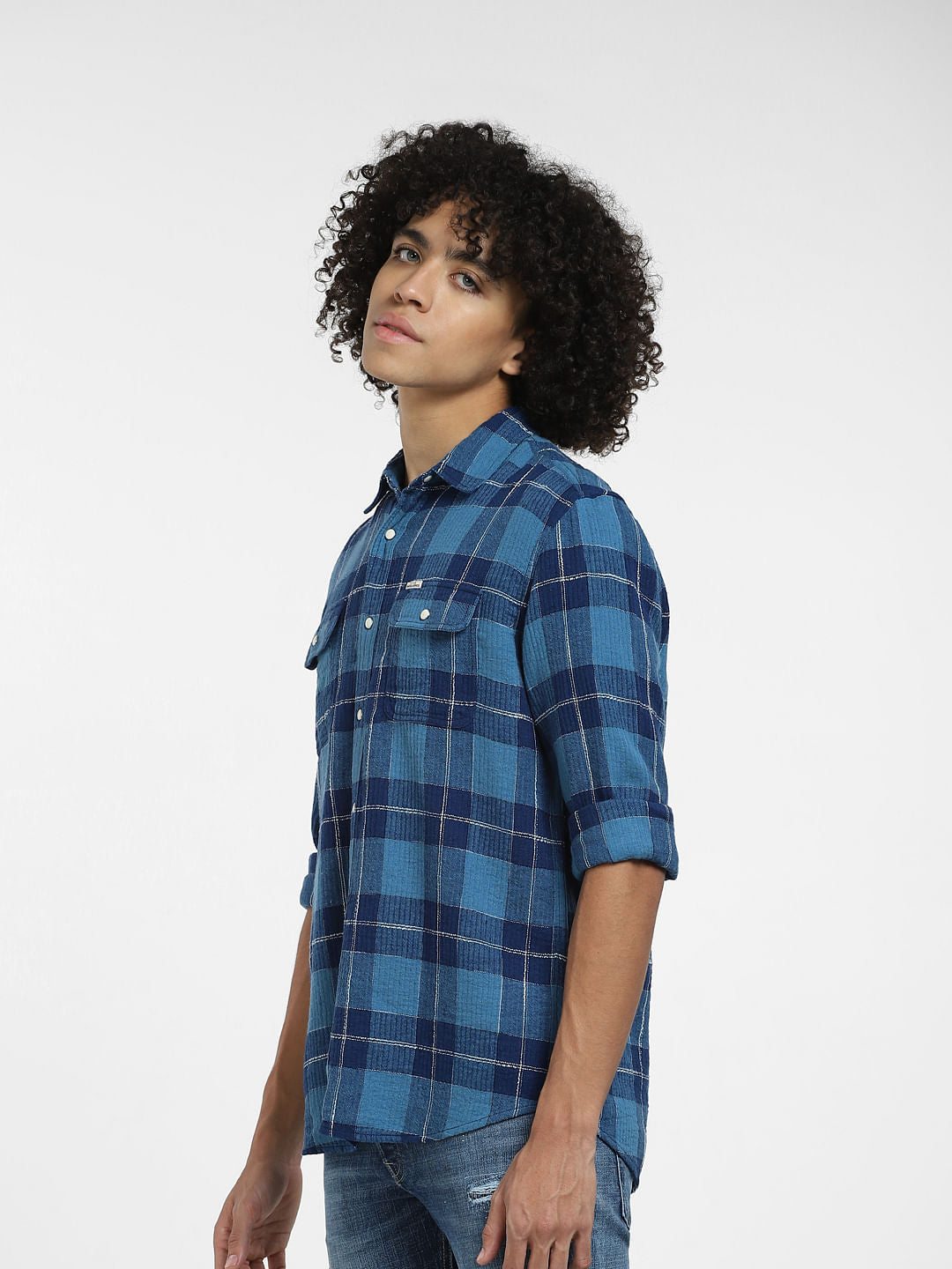 Blue Check Full Sleeves Shirt