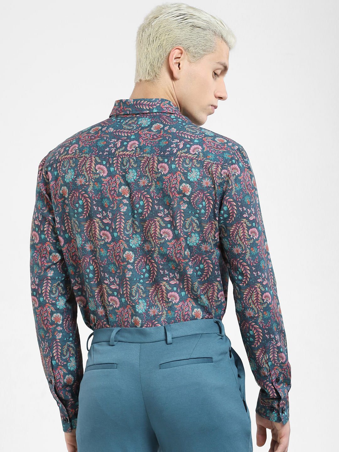Blue Paisley Print Full Sleeves Shirt