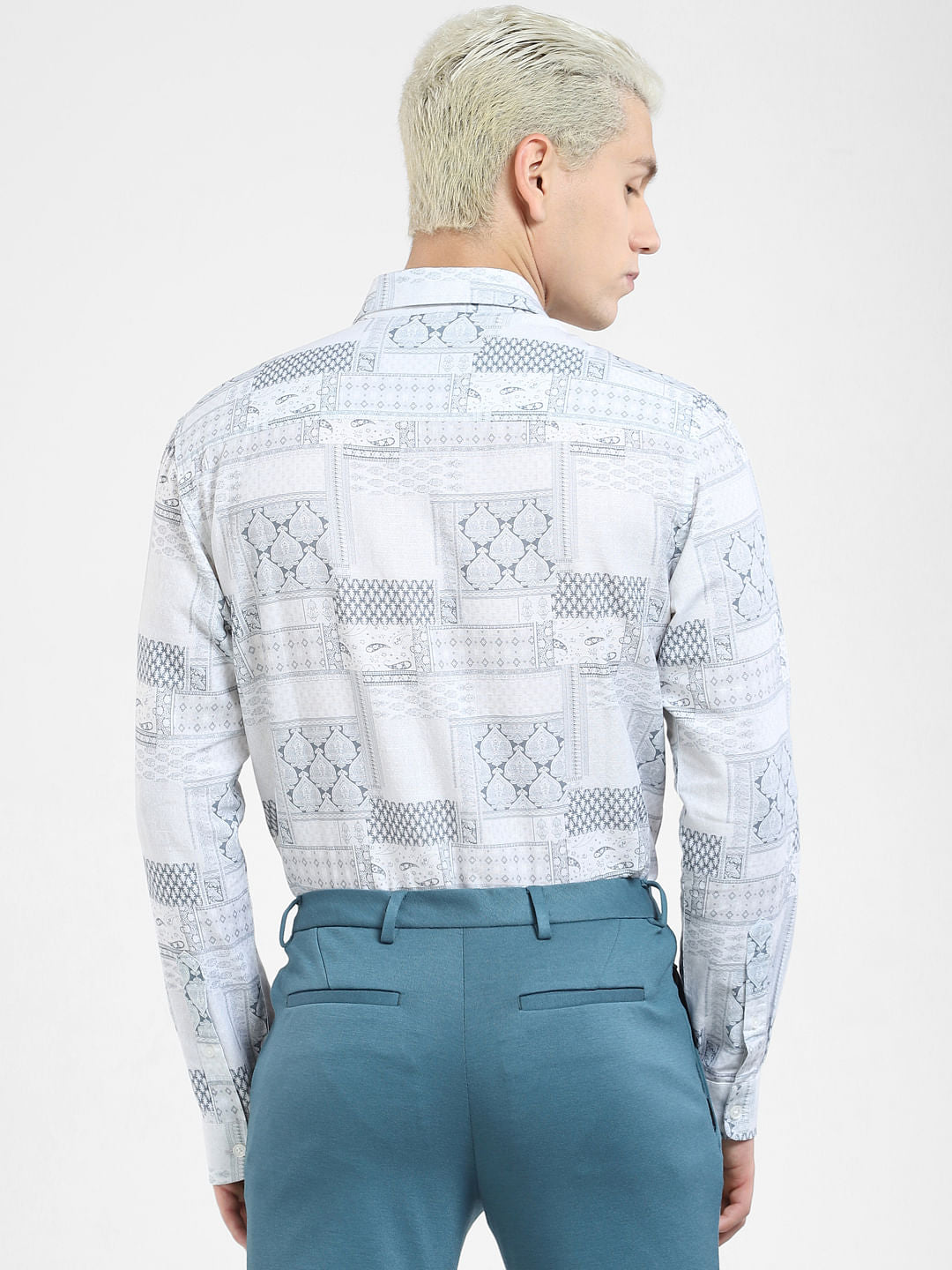 White Print Full Sleeves Shirt