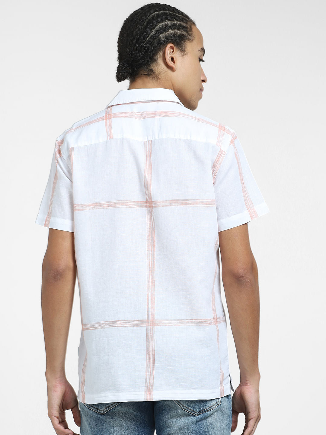 White Check Short Sleeves Shirt