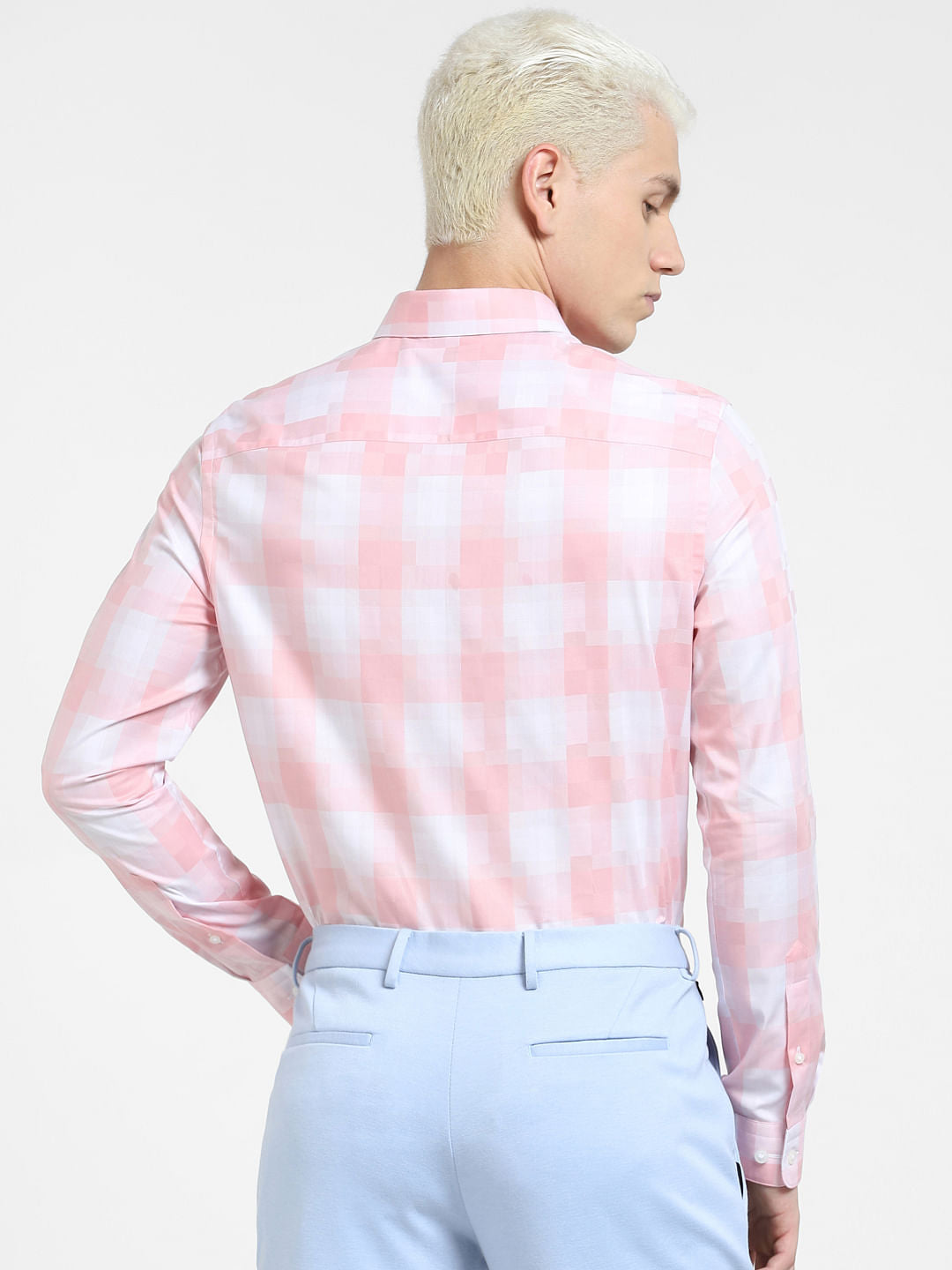 Light Pink Check Full Sleeves Shirt