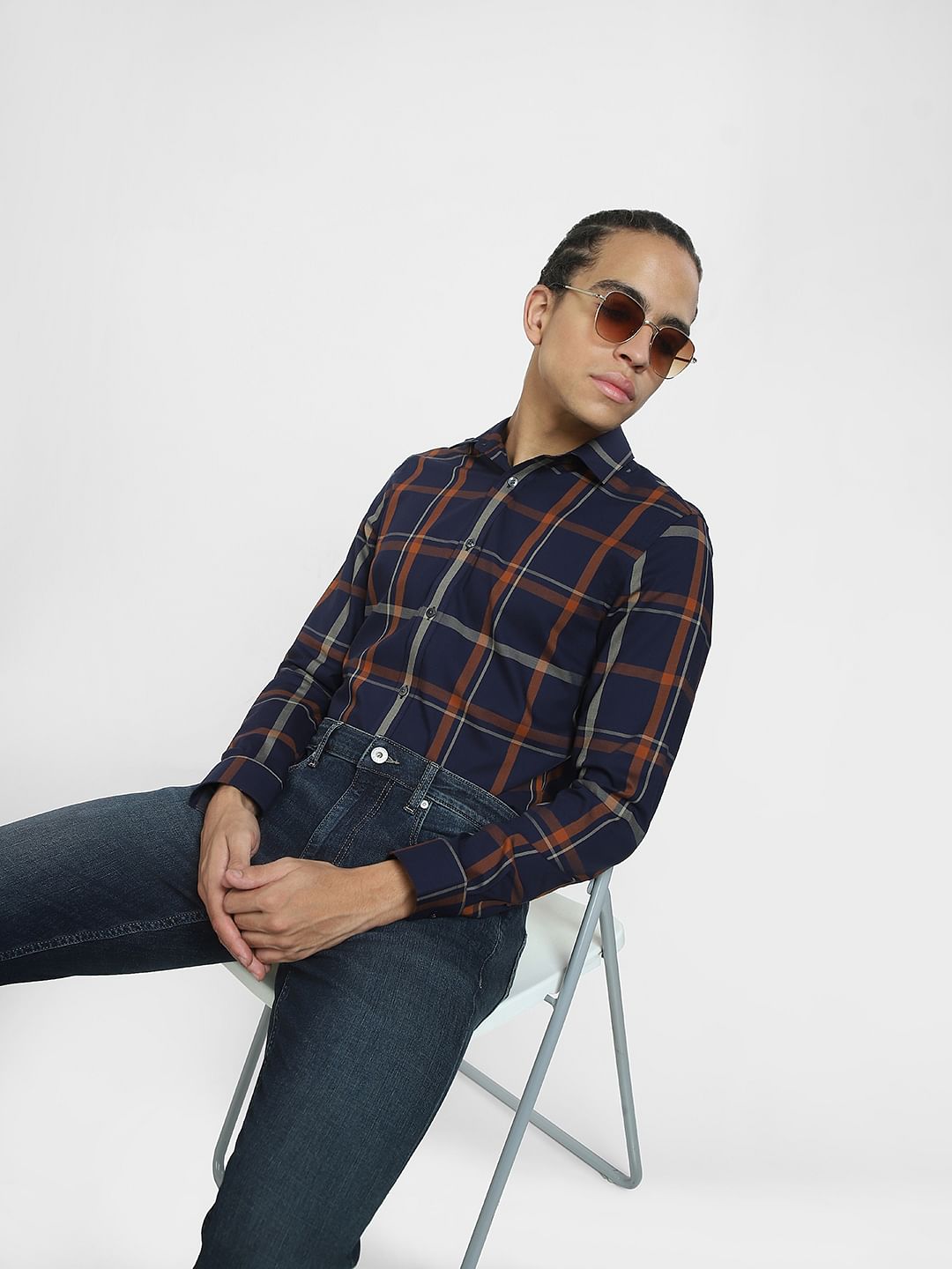 Dark Purple Check Full Sleeves Shirt