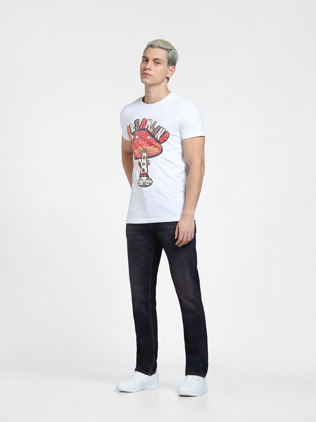 White Graphic Print Crew Neck T-shirt