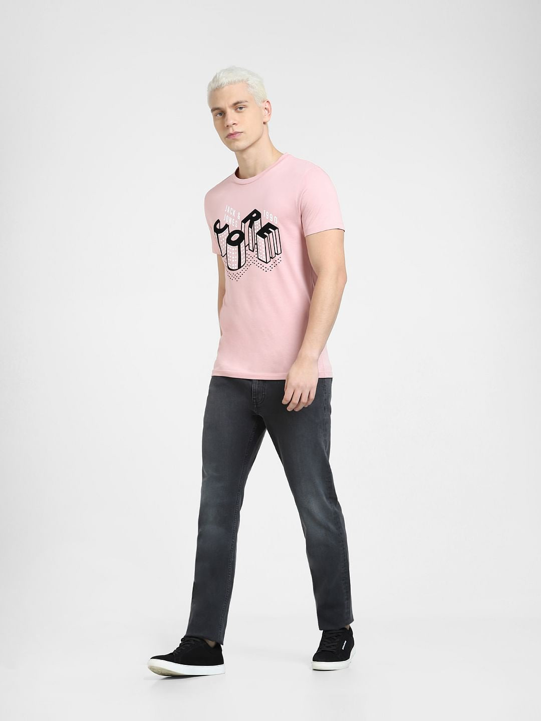 Pink 3D Print Crew Neck T-shirt