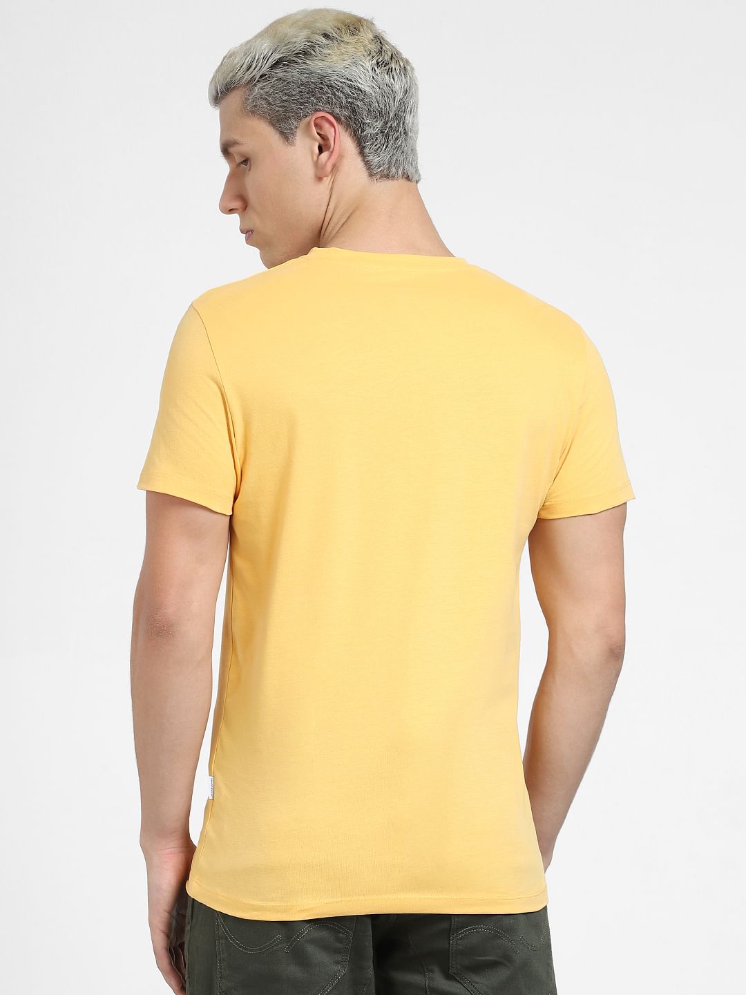 Yellow Typographic Print Crew Neck T-shirt