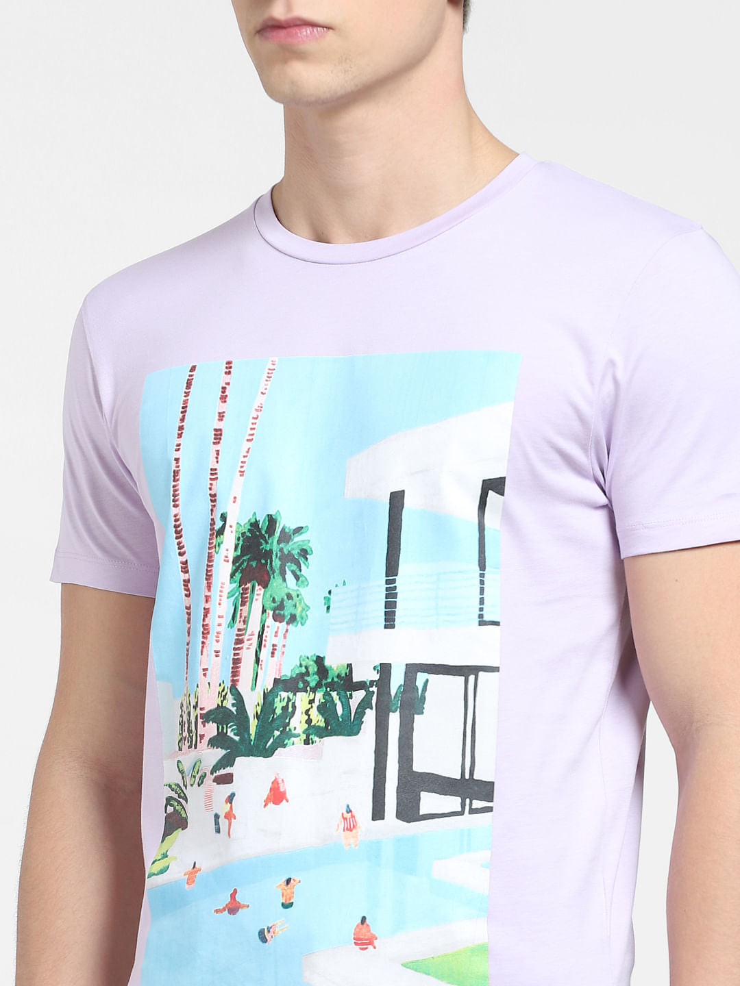 Lilac Graphic Print Crew Neck T-shirt