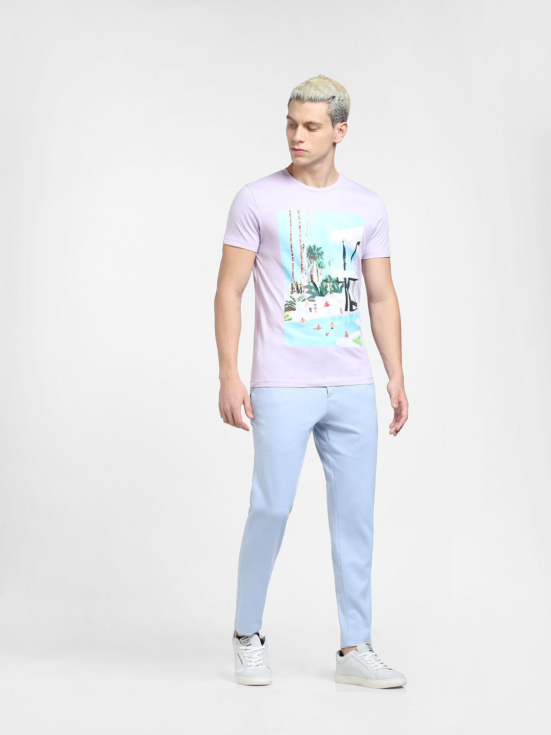 Lilac Graphic Print Crew Neck T-shirt