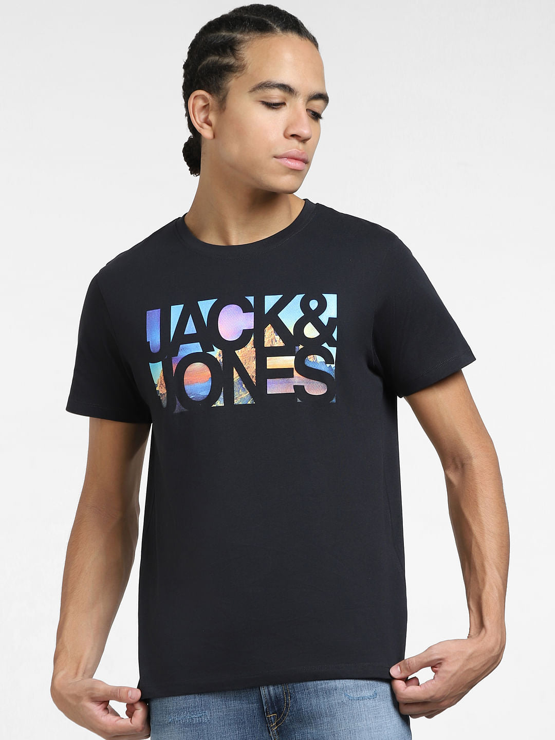Black Logo Print Crew Neck T-shirt