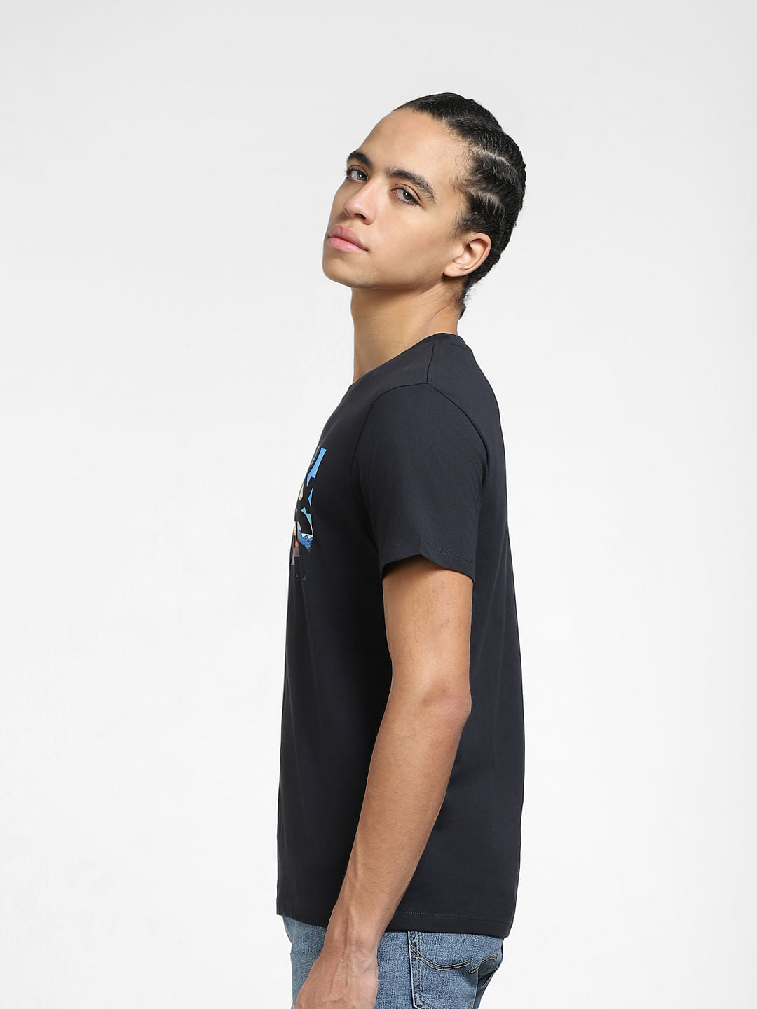 Black Logo Print Crew Neck T-shirt