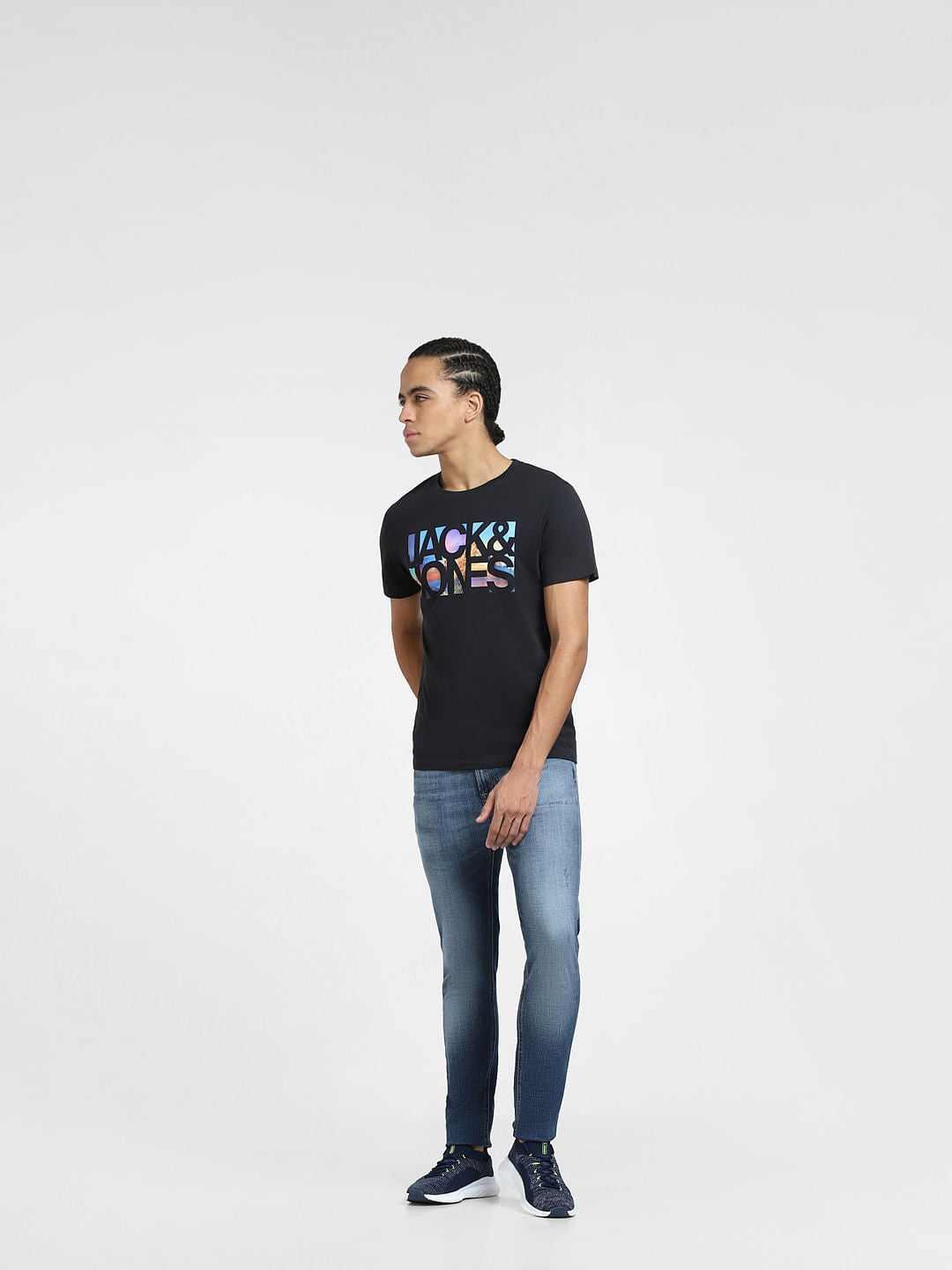Black Logo Print Crew Neck T-shirt