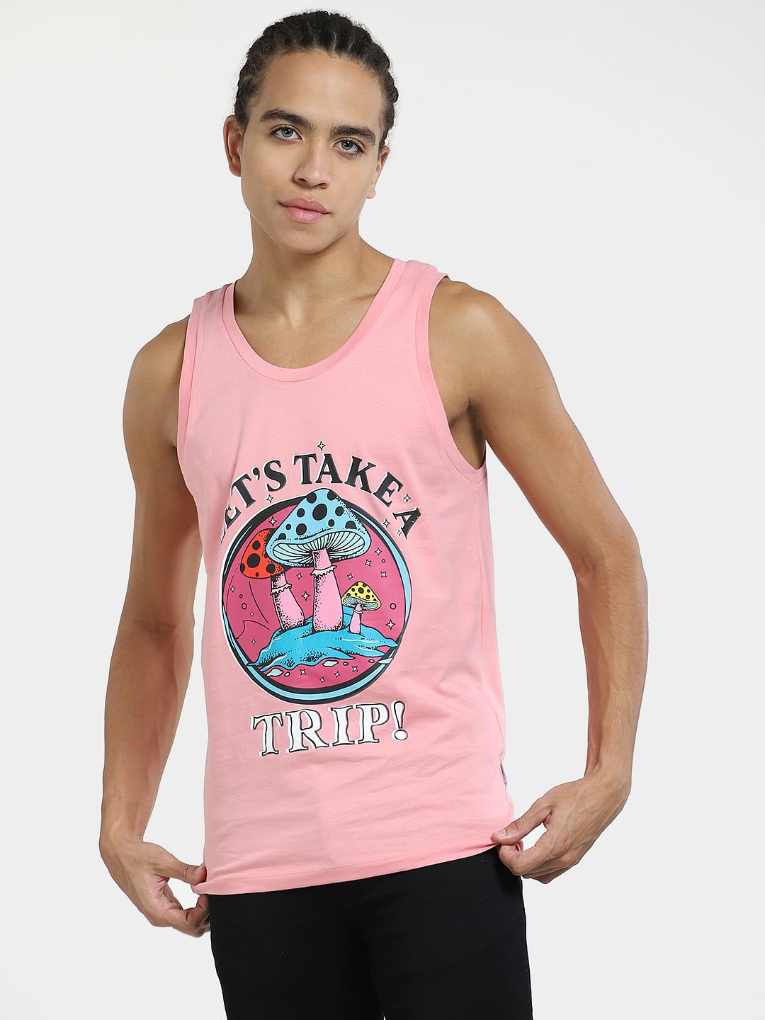 Pink Printed Cotton Vest