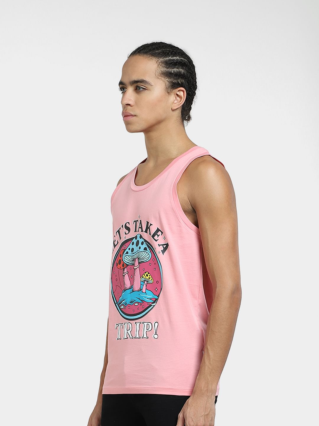 Pink Printed Cotton Vest