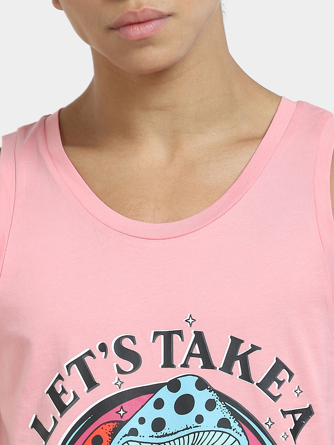 Pink Printed Cotton Vest