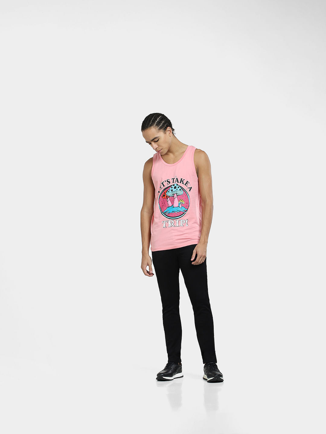 Pink Printed Cotton Vest