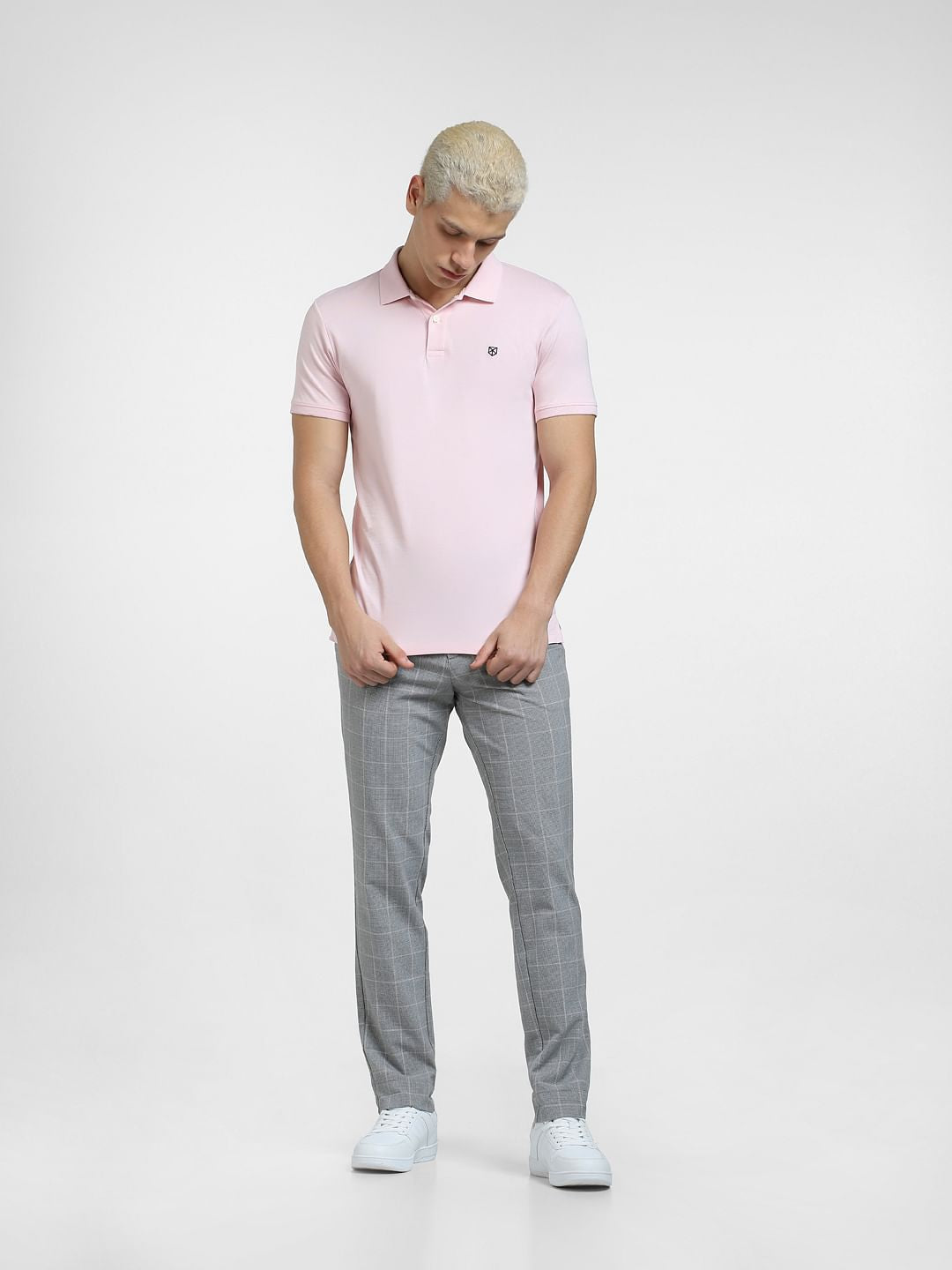 Pink Printed Polo Neck T-shirt