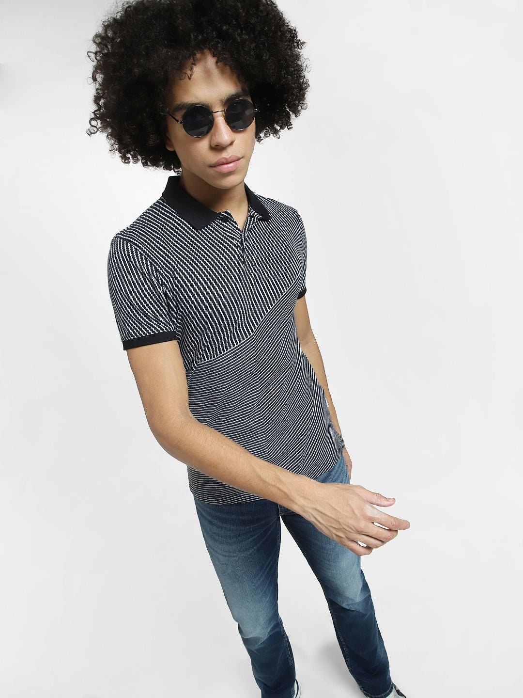 Black All Over Print Polo T-shirt