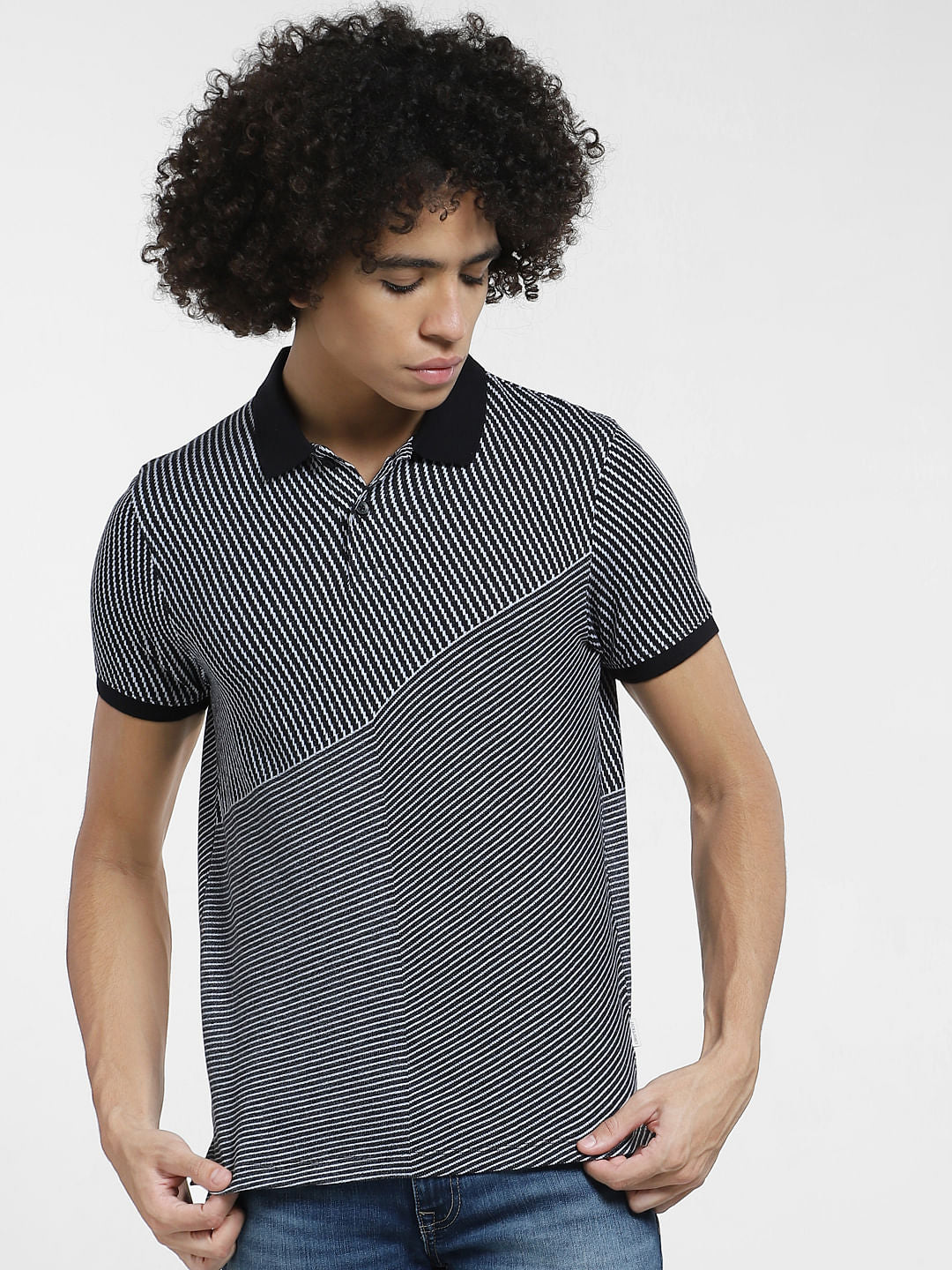 Black All Over Print Polo T-shirt