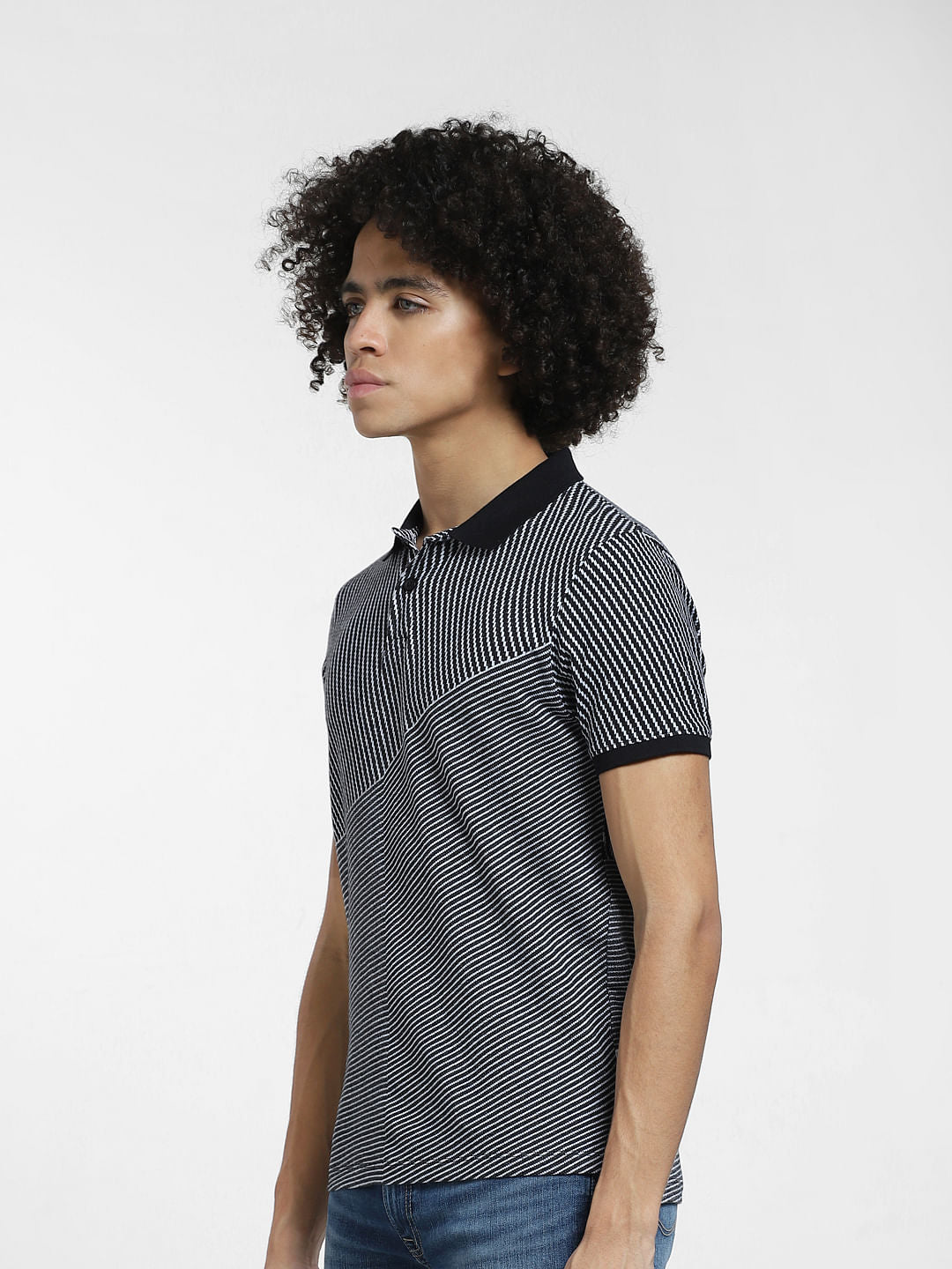 Black All Over Print Polo T-shirt