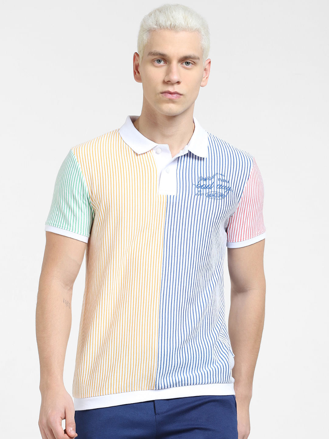 White Striped Polo T-shirt