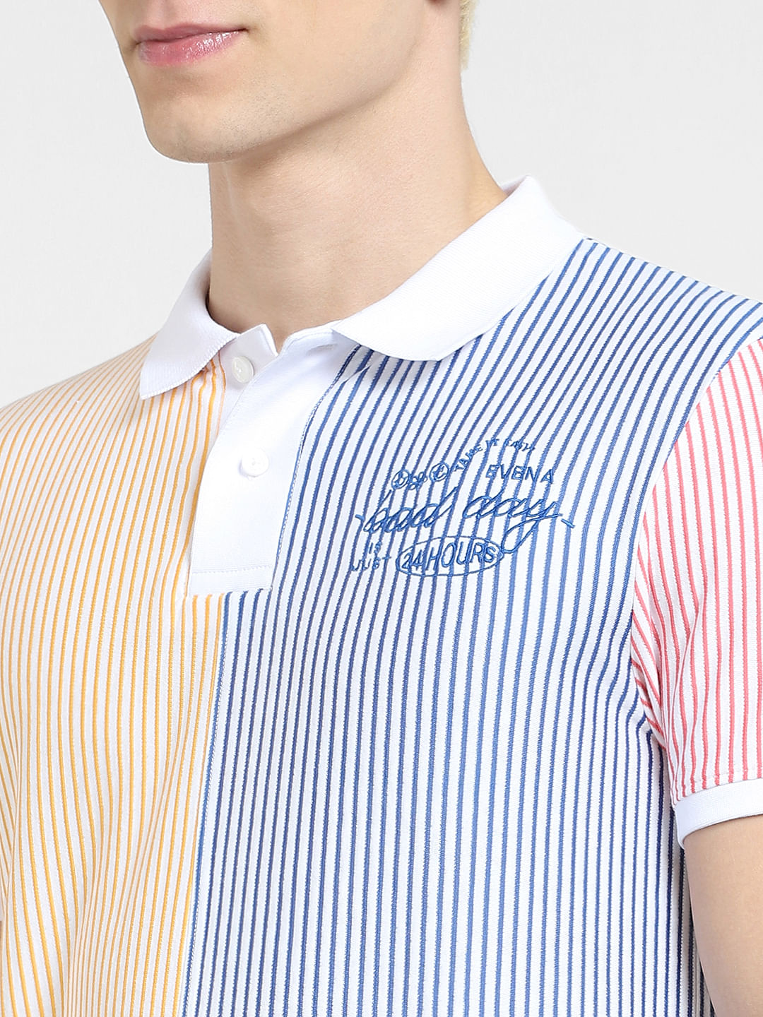 White Striped Polo T-shirt