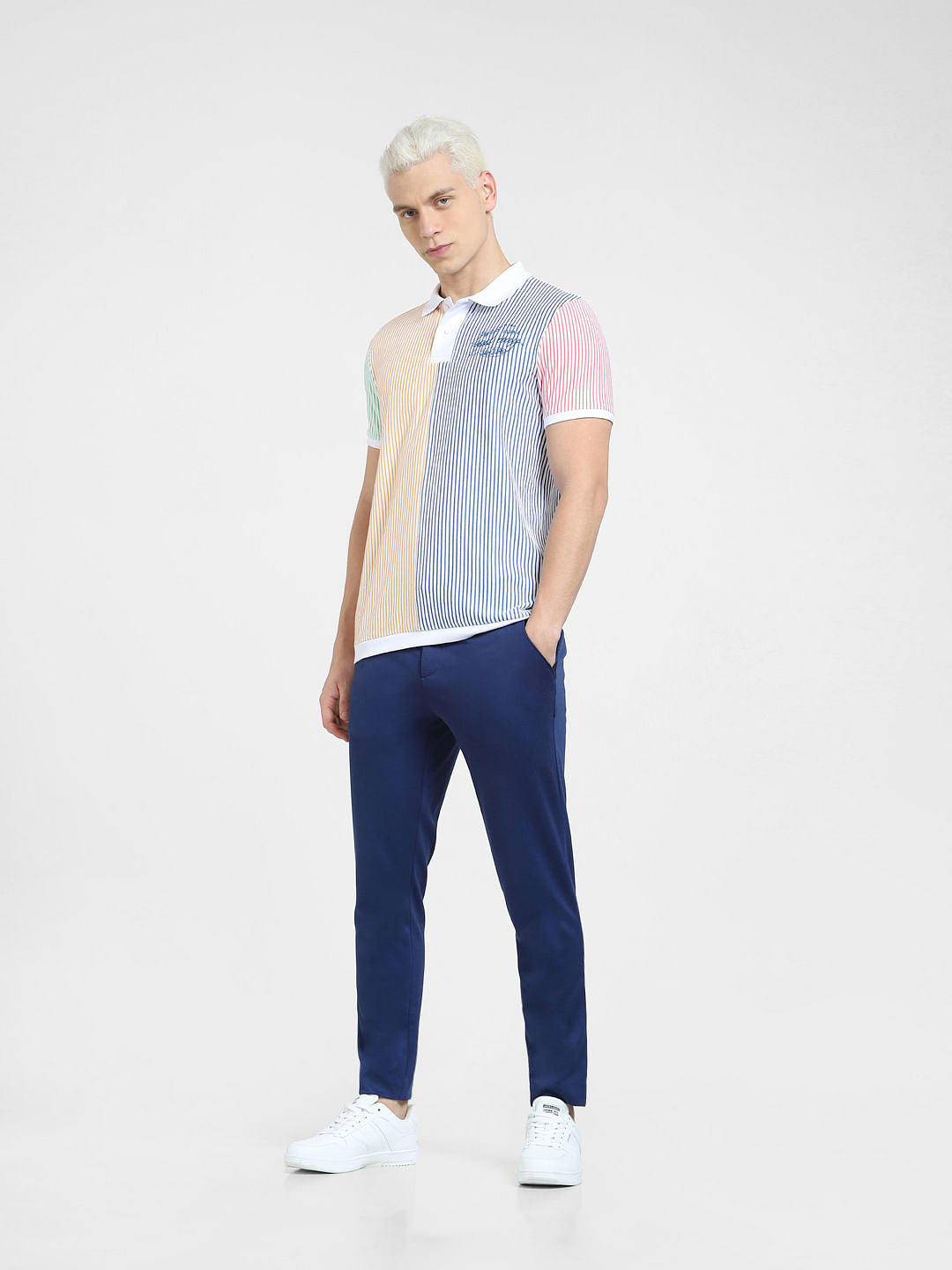White Striped Polo T-shirt