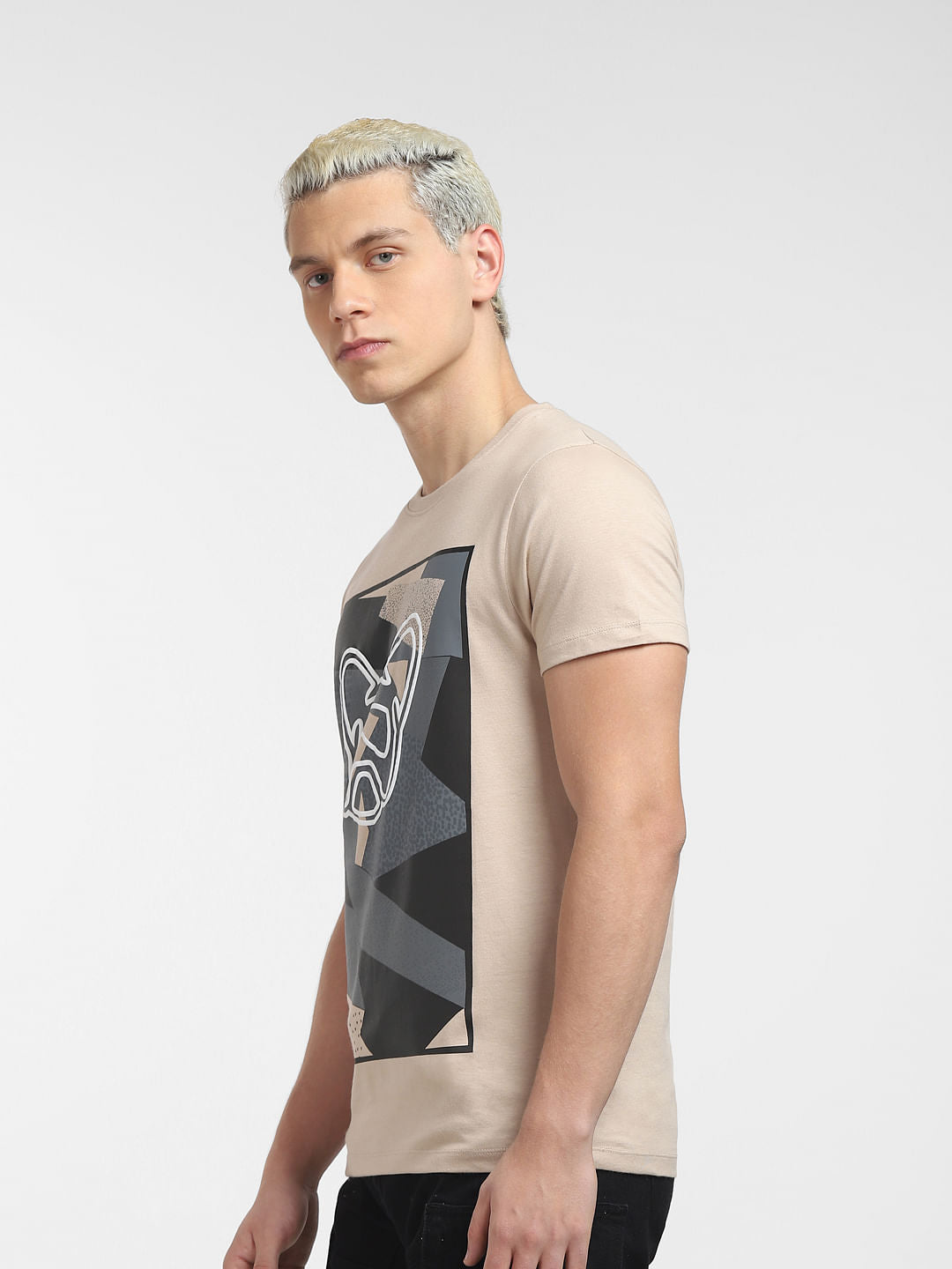 Brown Graphic Print Crew Neck T-shirt