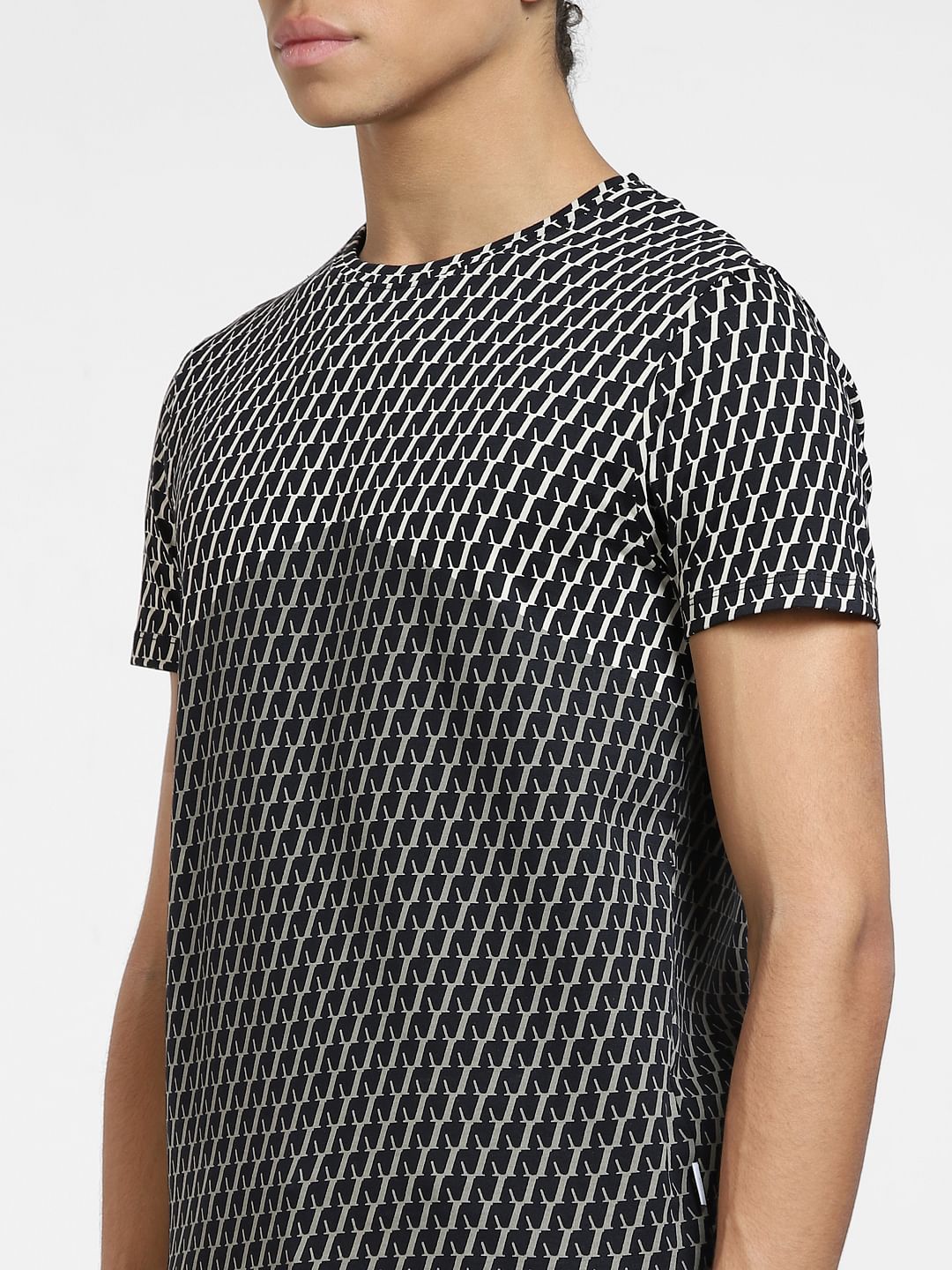 Black Printed Crew Neck T-shirt