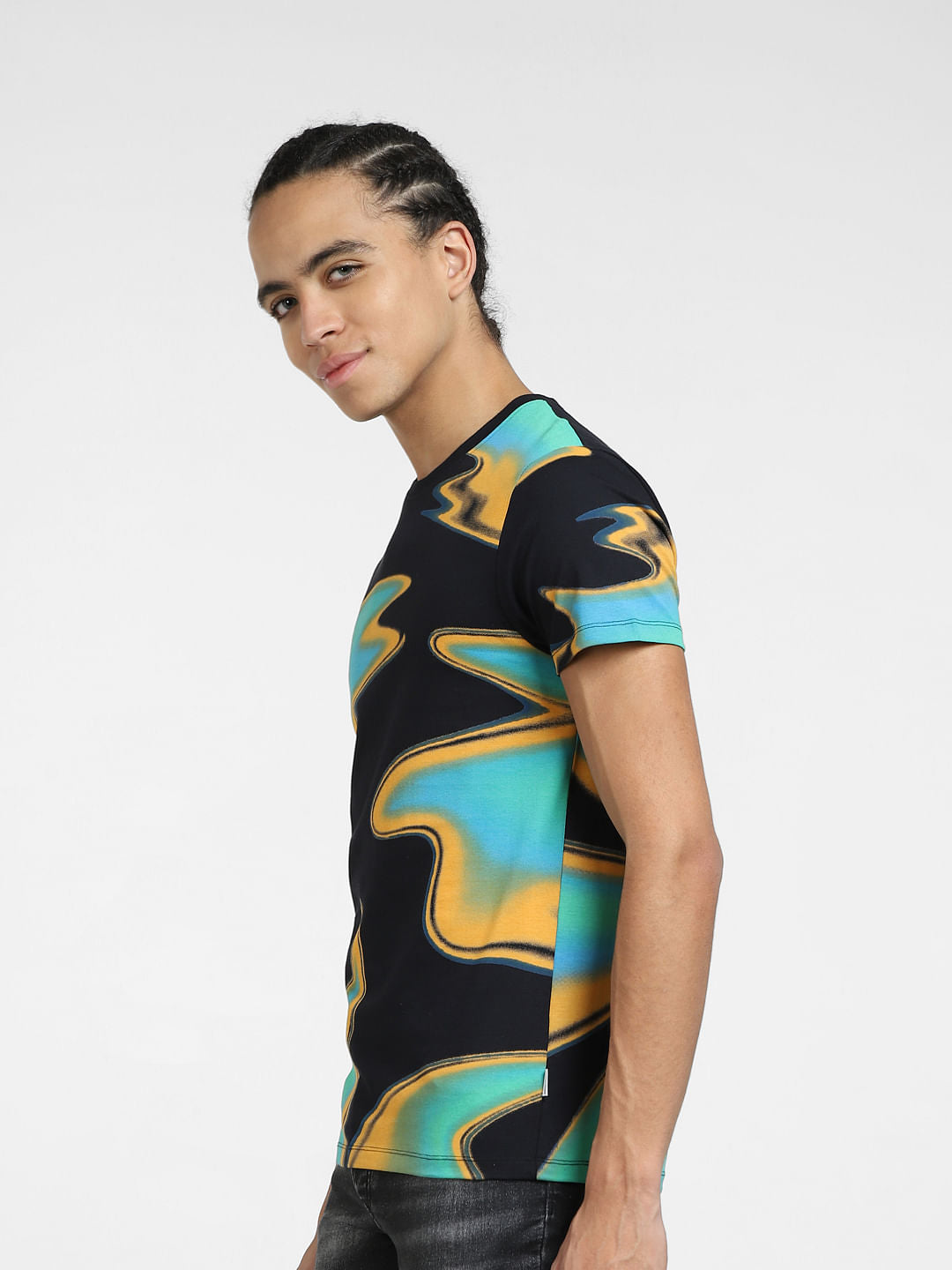 Black Printed Crew Neck T-shirt