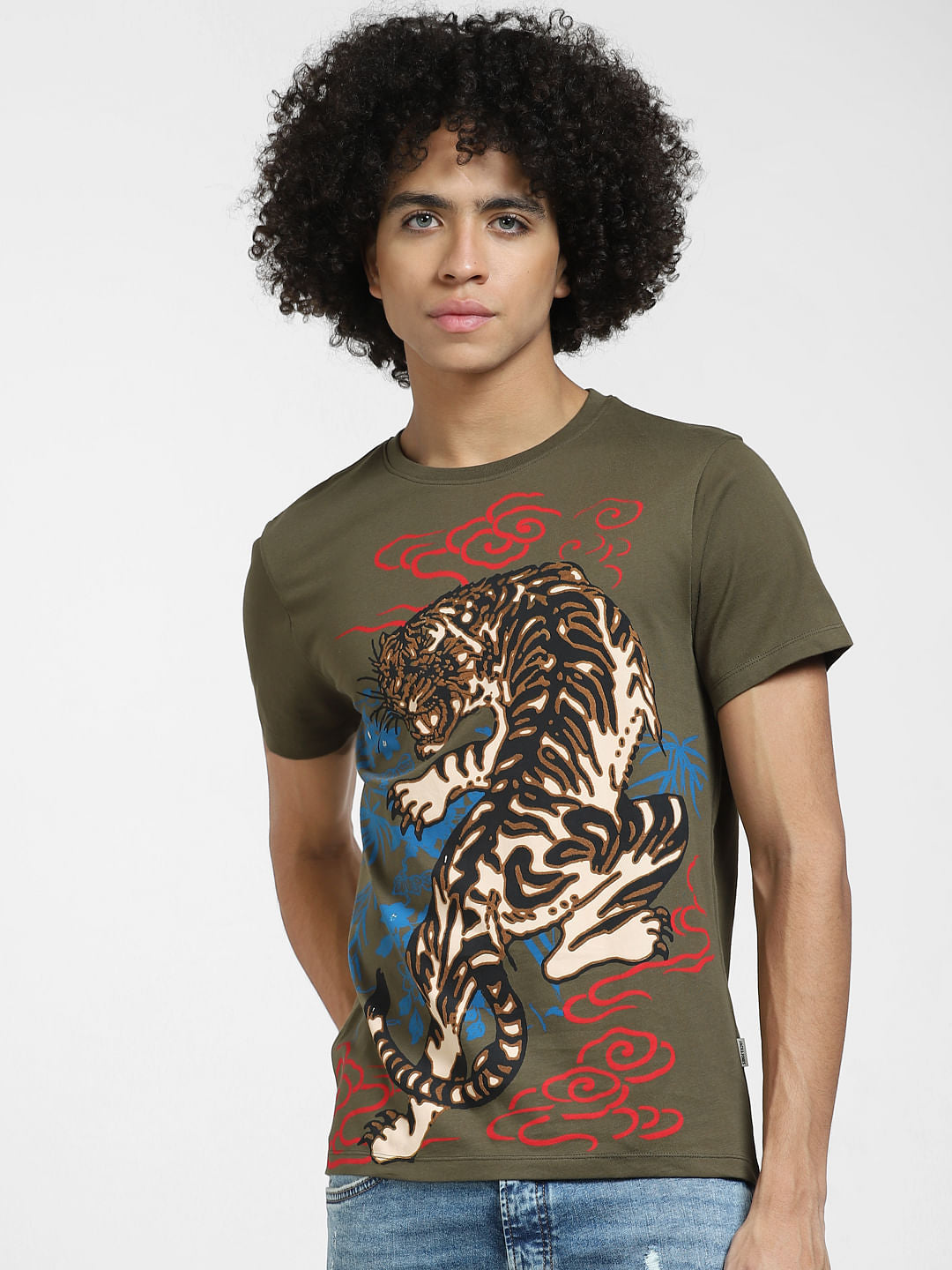 Green Graphic Print Crew Neck T-shirt