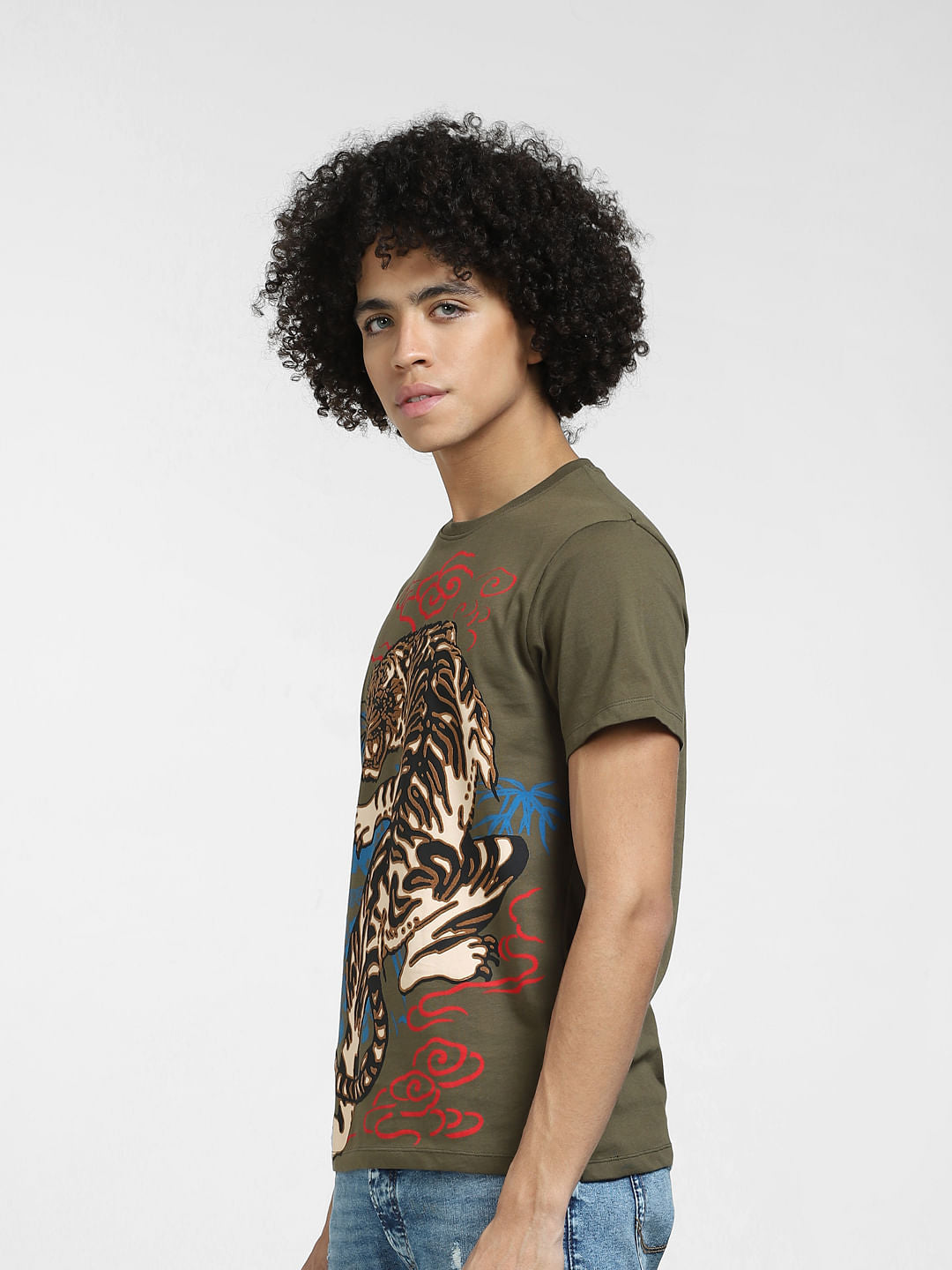 Green Graphic Print Crew Neck T-shirt