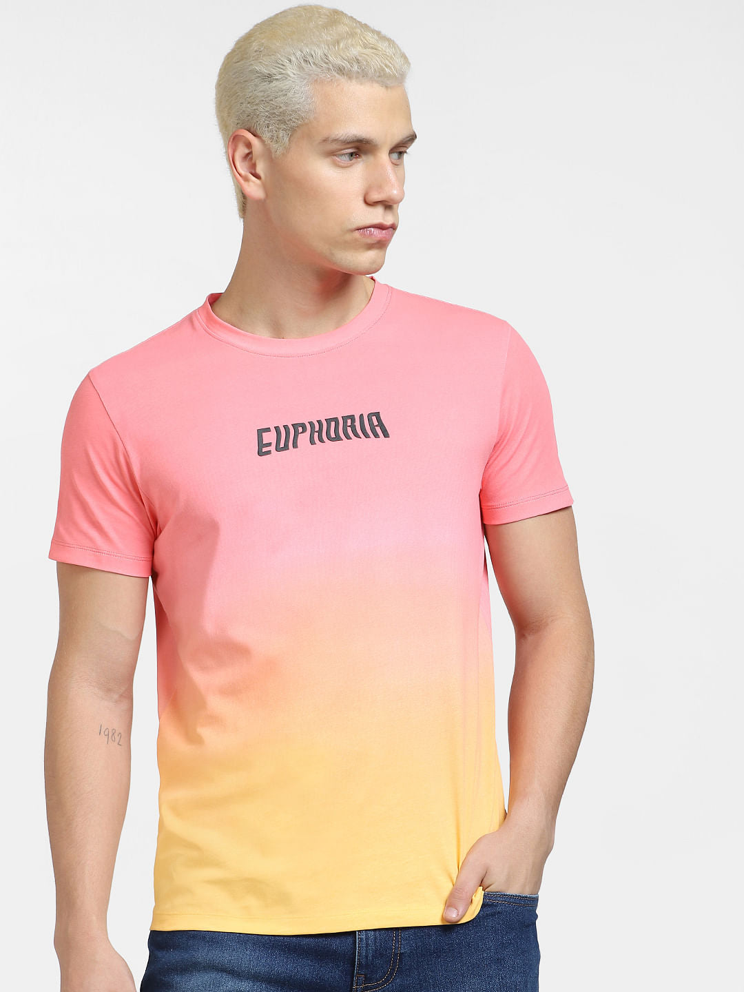 Pink Ombre Crew Neck T-shirt