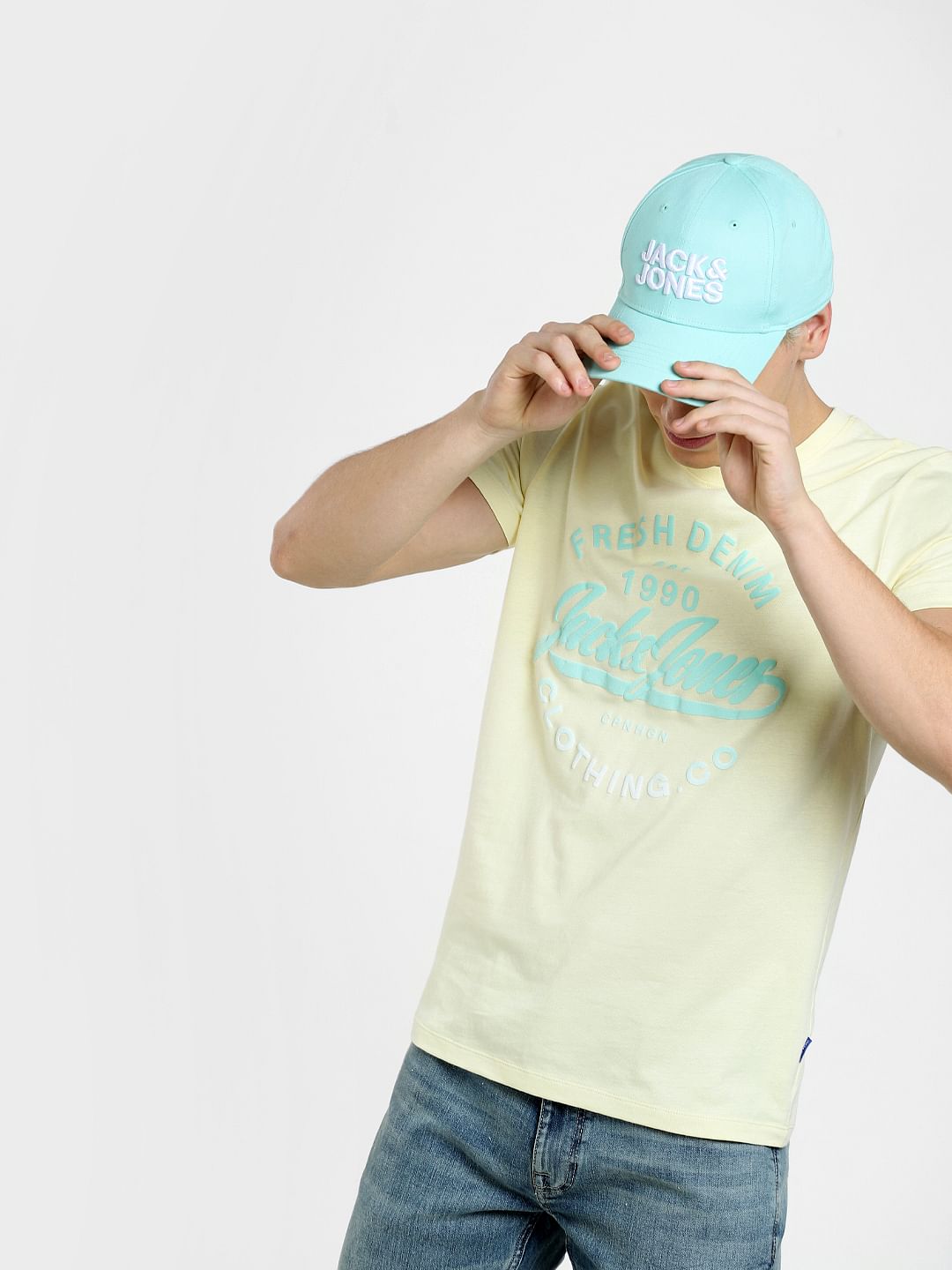 Beige Logo Print Crew Neck T-shirt