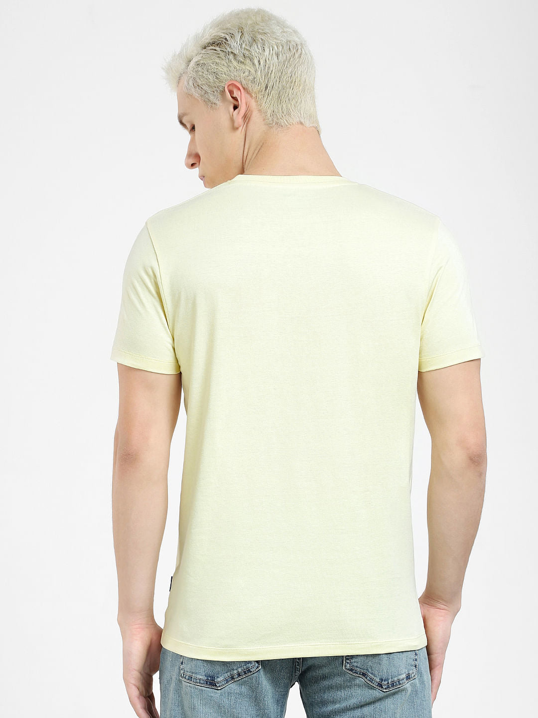 Beige Logo Print Crew Neck T-shirt