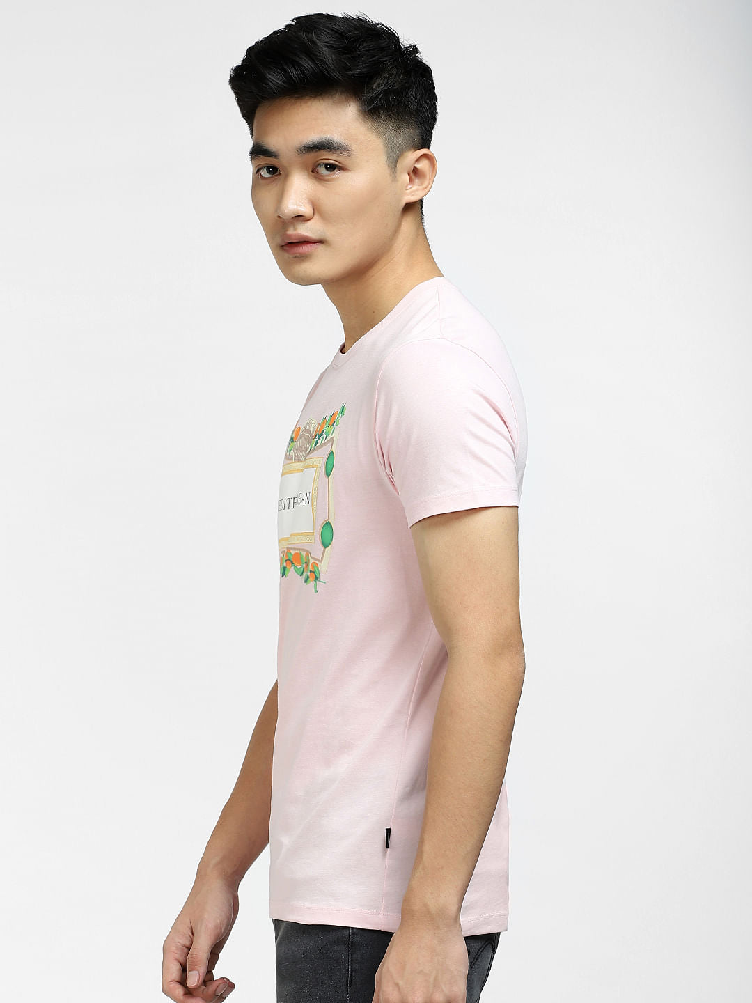 Pink Printed Crew Neck T-shirt