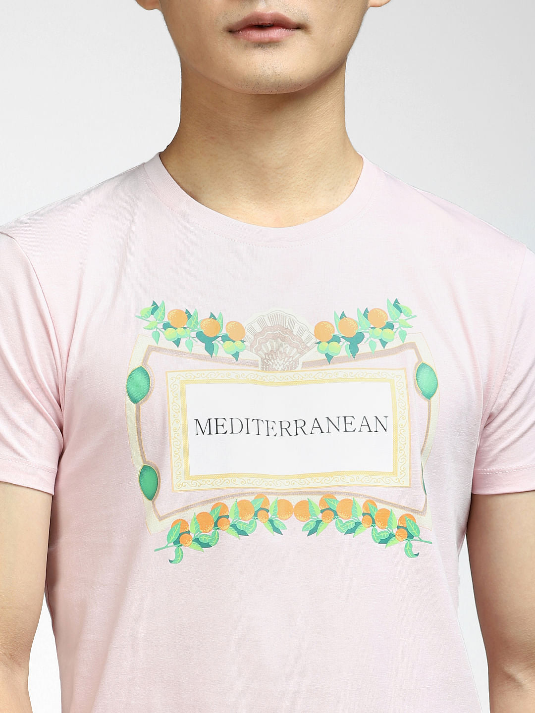 Pink Printed Crew Neck T-shirt