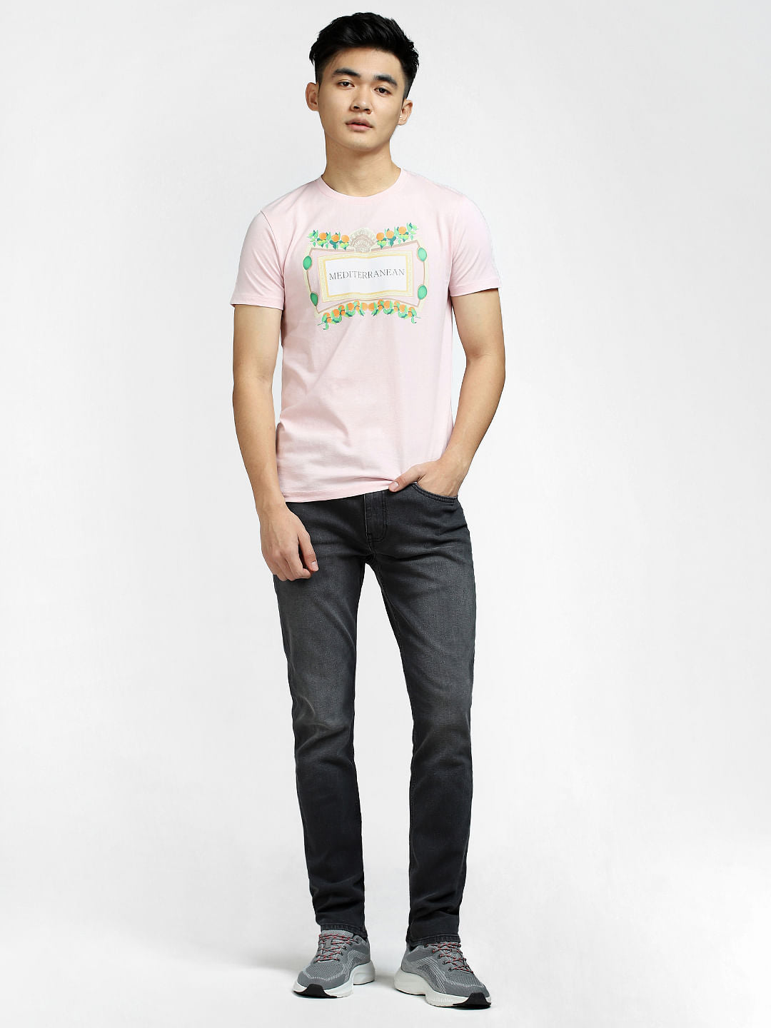 Pink Printed Crew Neck T-shirt