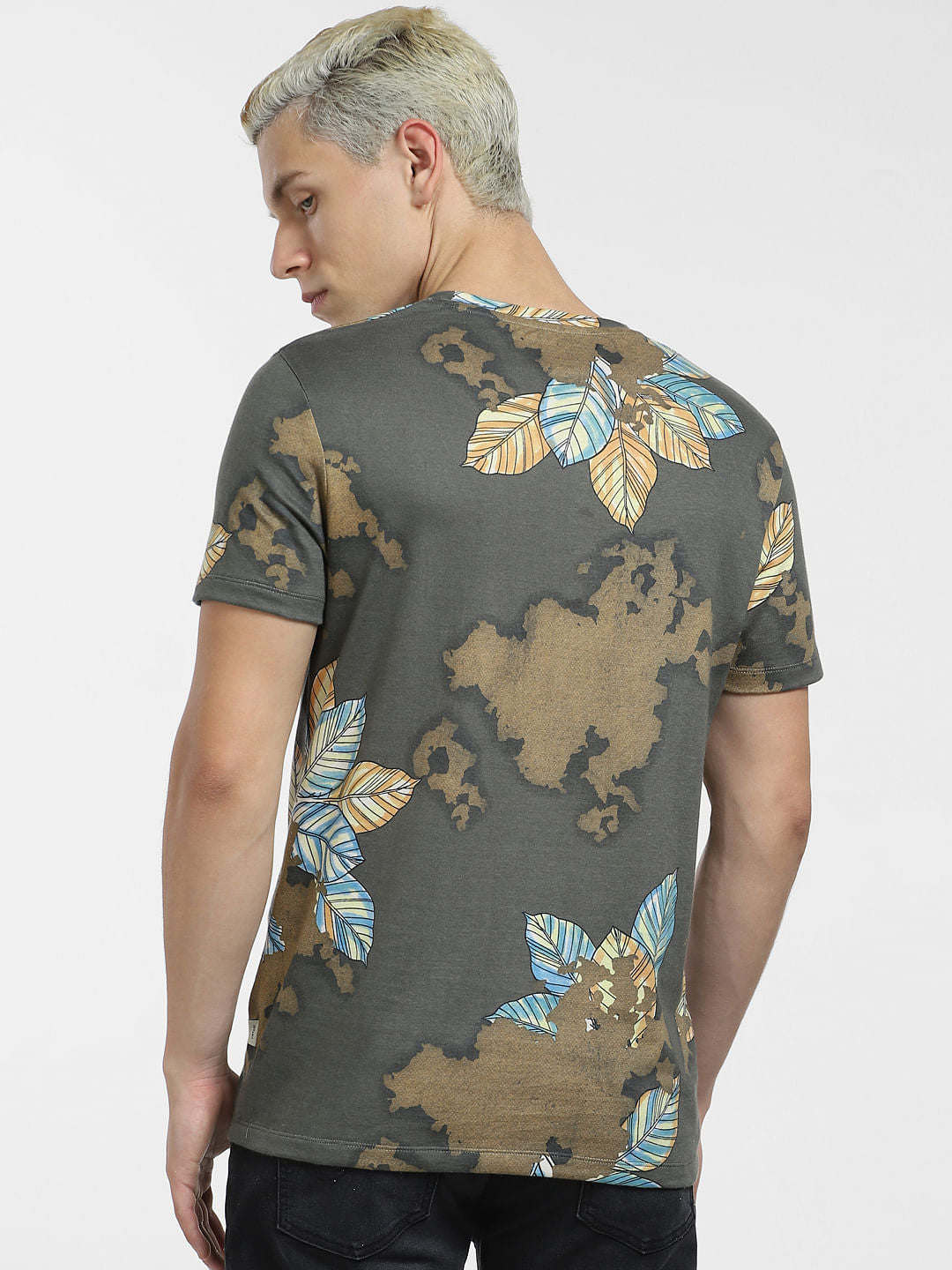 Green All Over Print Crew Neck T-shirt