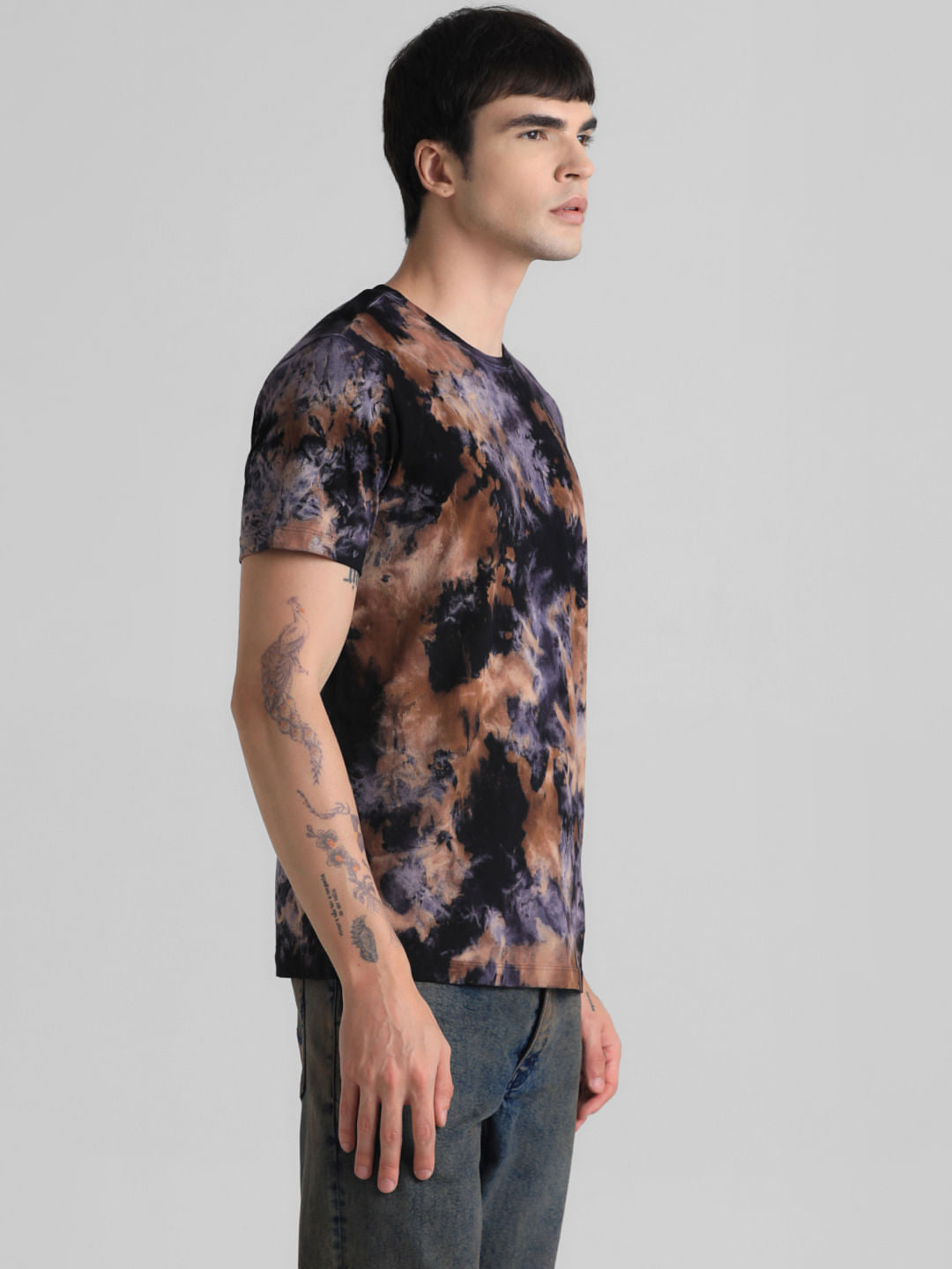Black Tie-Dye Crew Neck T-shirt