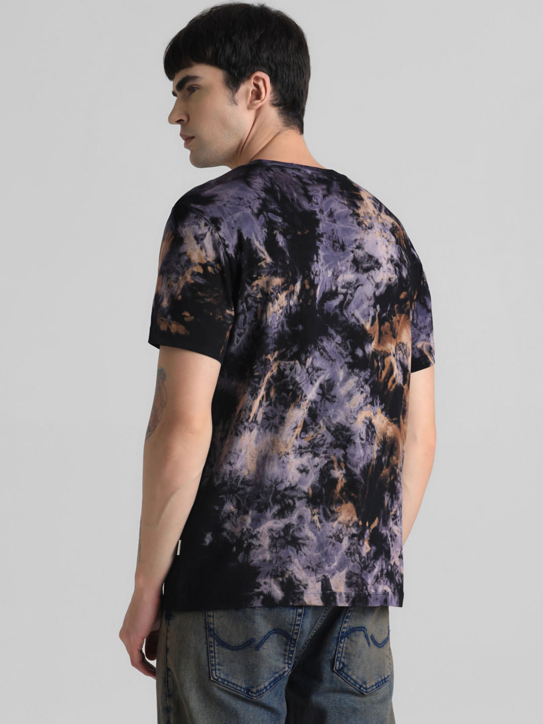 Black Tie-Dye Crew Neck T-shirt