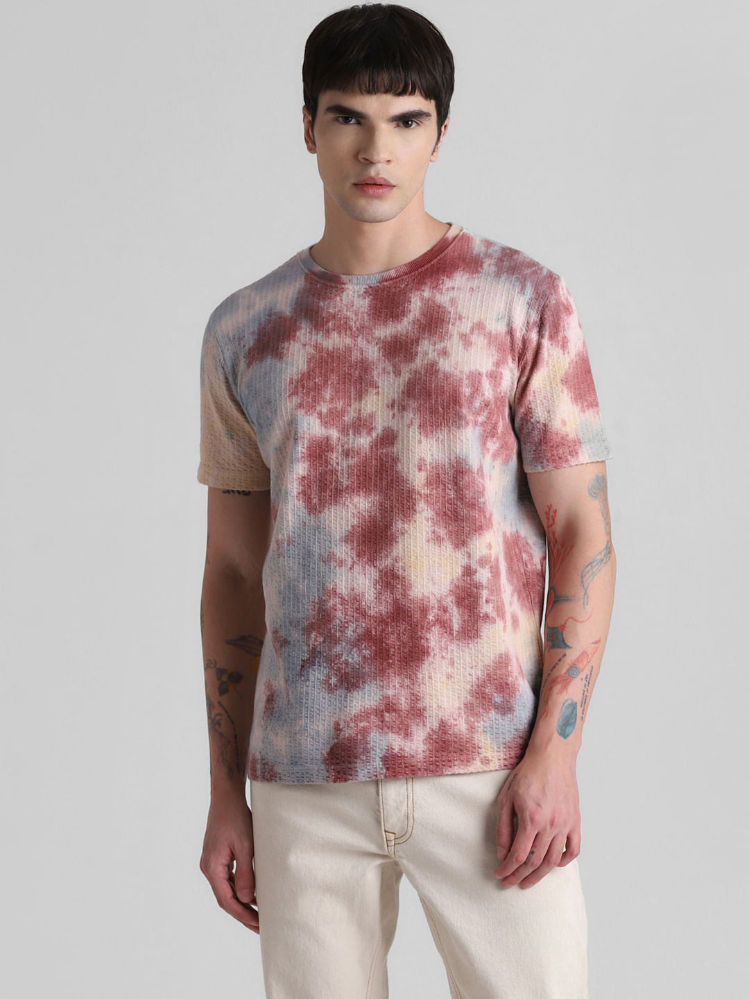 White Tie-Dye Crew Neck T-shirt