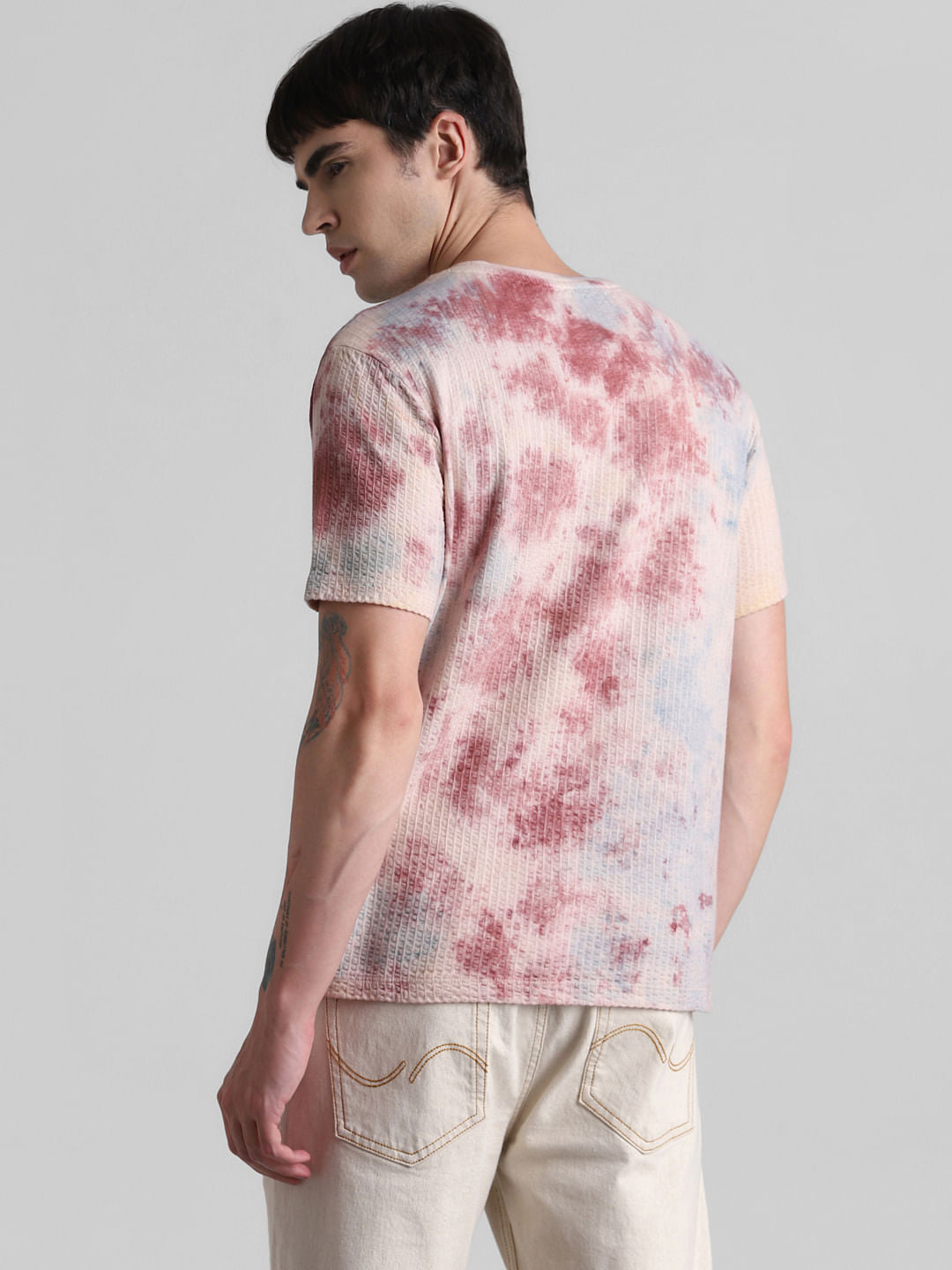 White Tie-Dye Crew Neck T-shirt