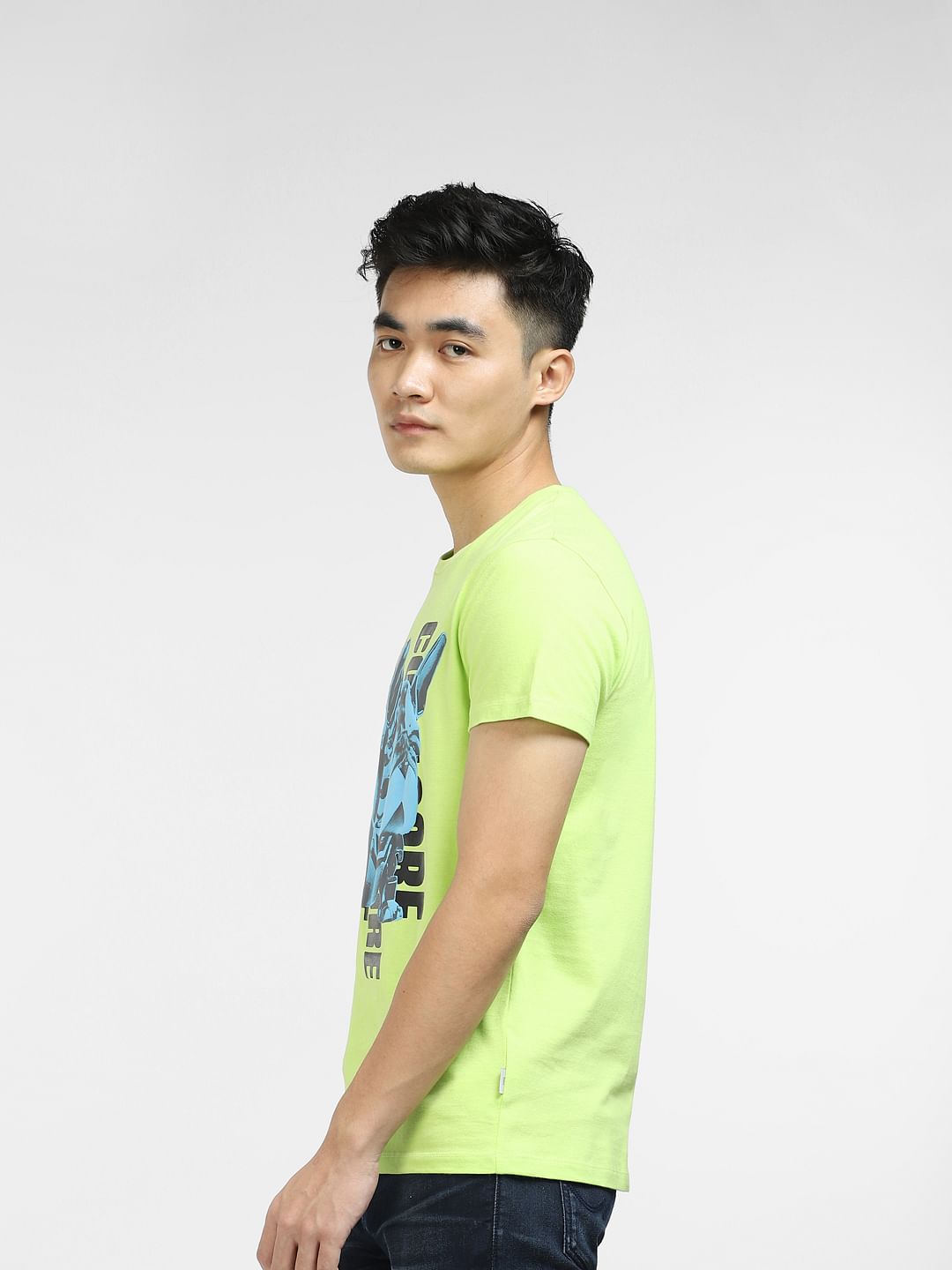 Green Graphic Print Crew Neck T-shirt