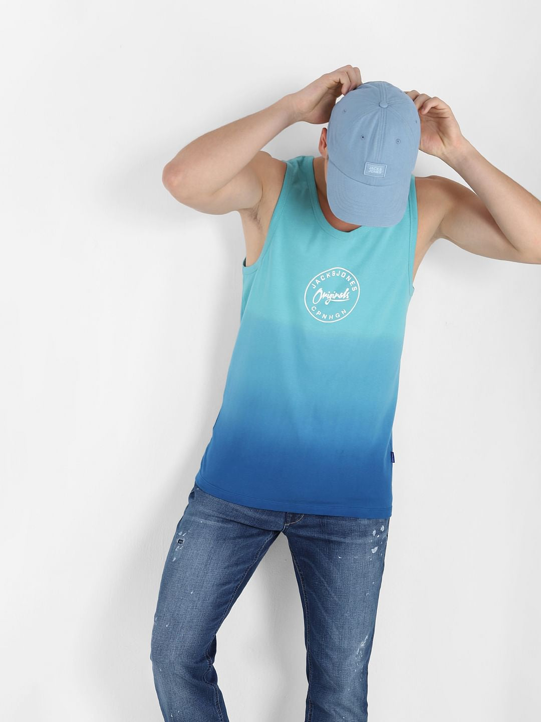 Blue Logo Print Vest T-shirt