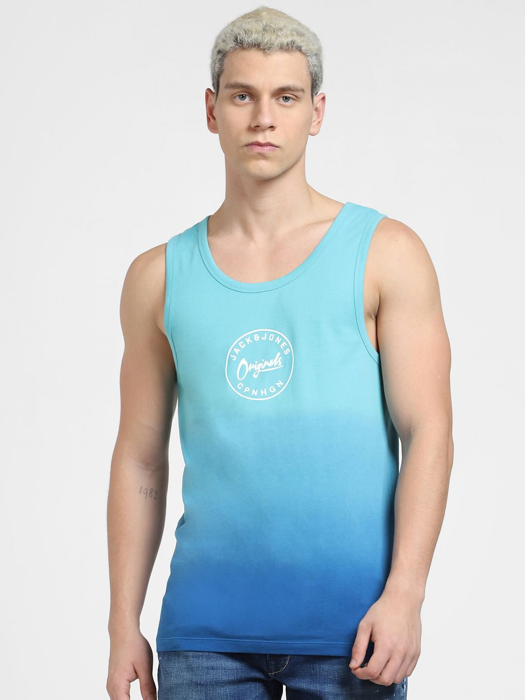 Blue Logo Print Vest T-shirt