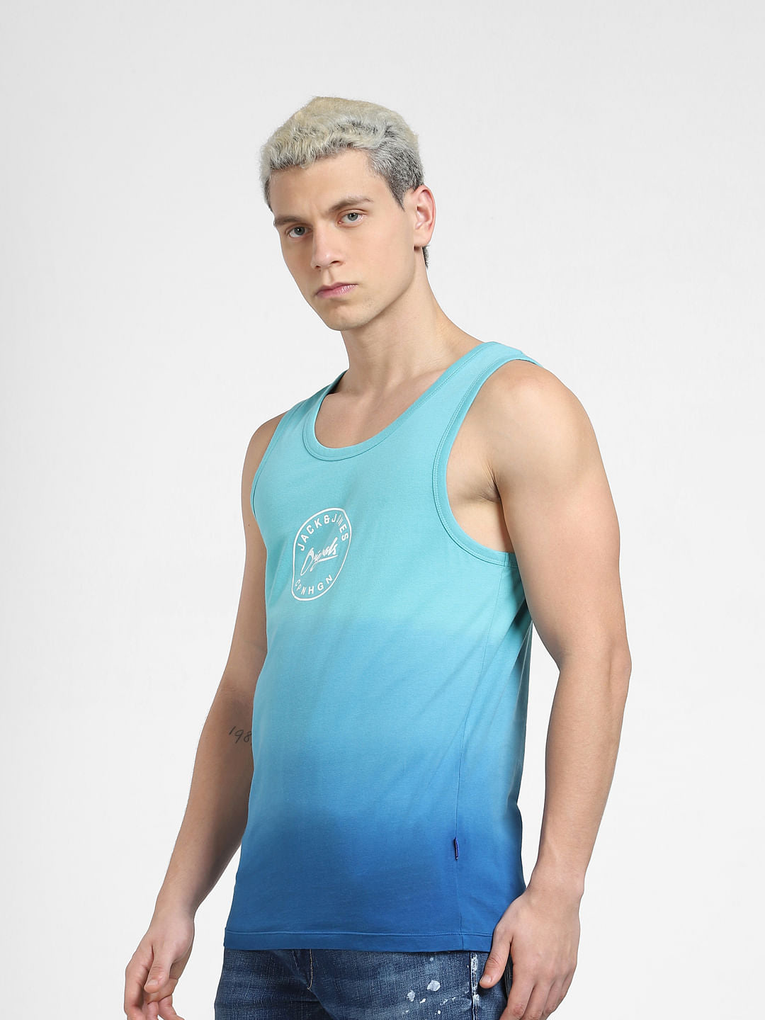 Blue Logo Print Vest T-shirt