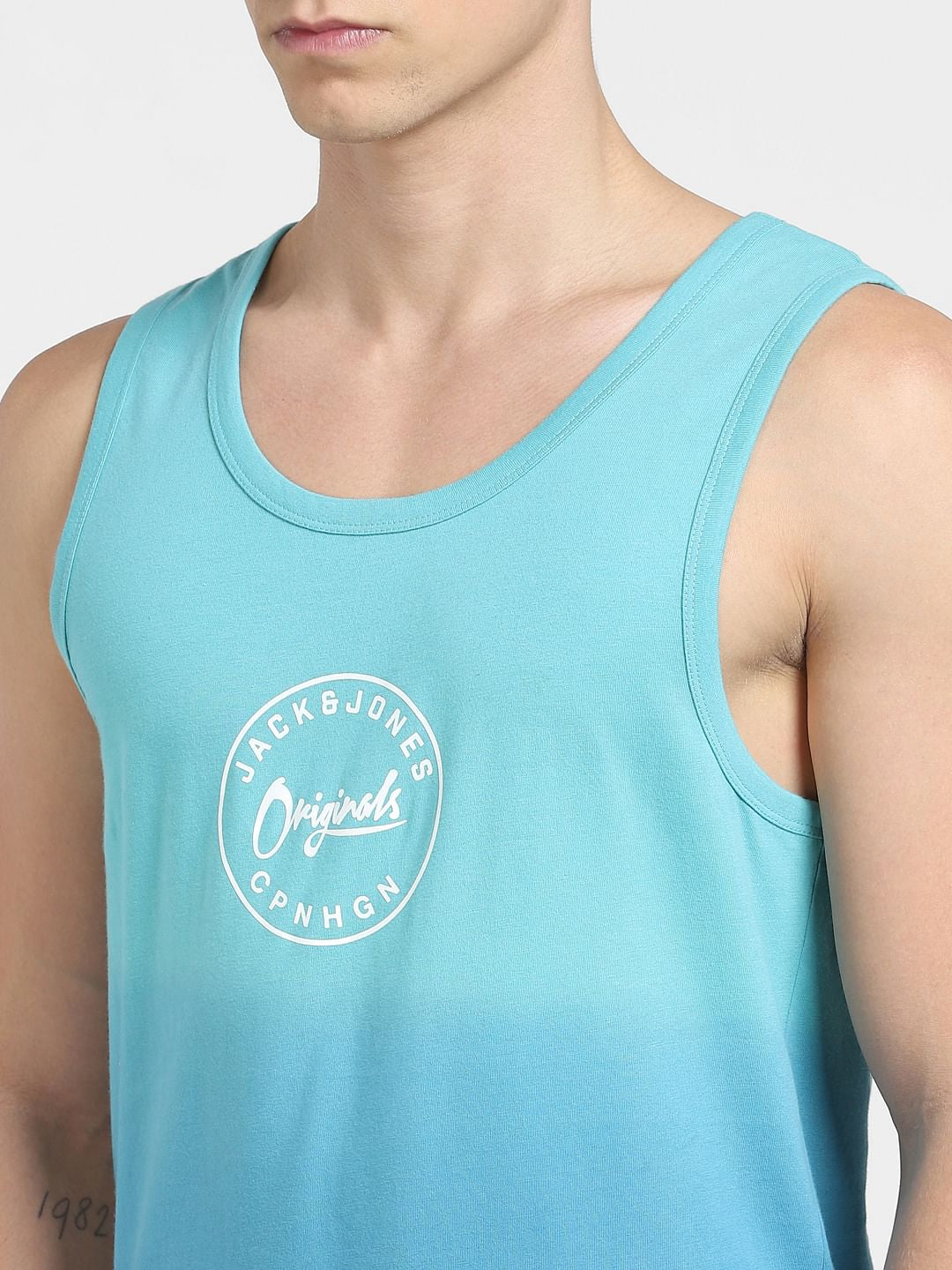 Blue Logo Print Vest T-shirt