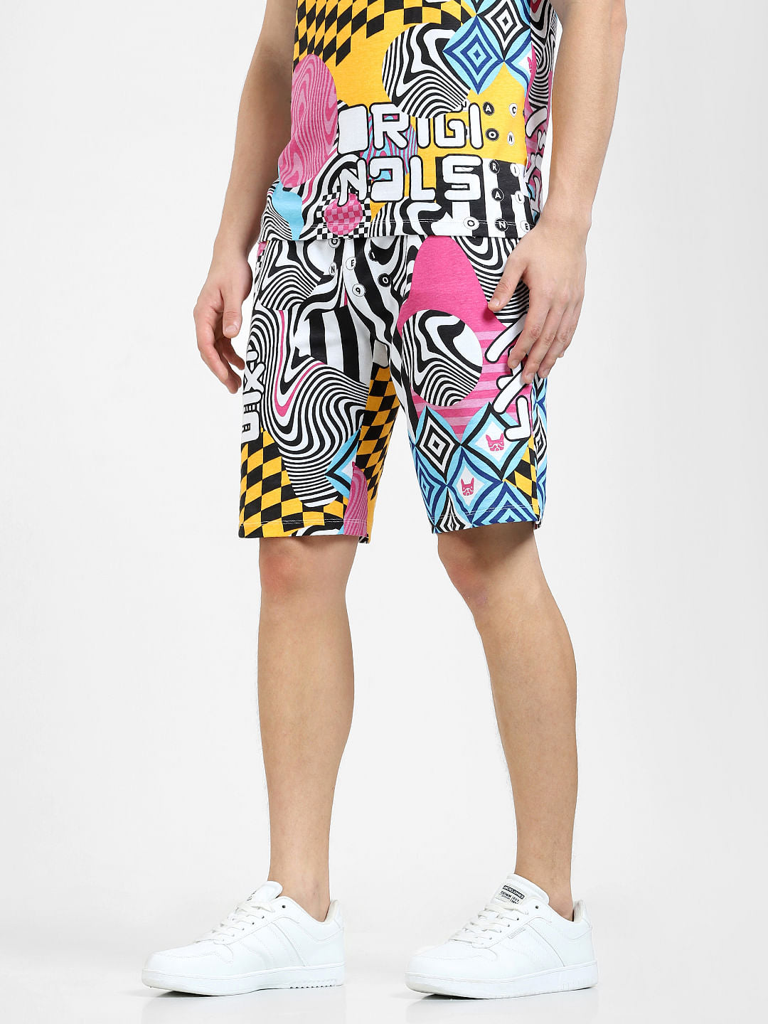 METAVERSE White Mid Rise Printed Co-ord Shorts